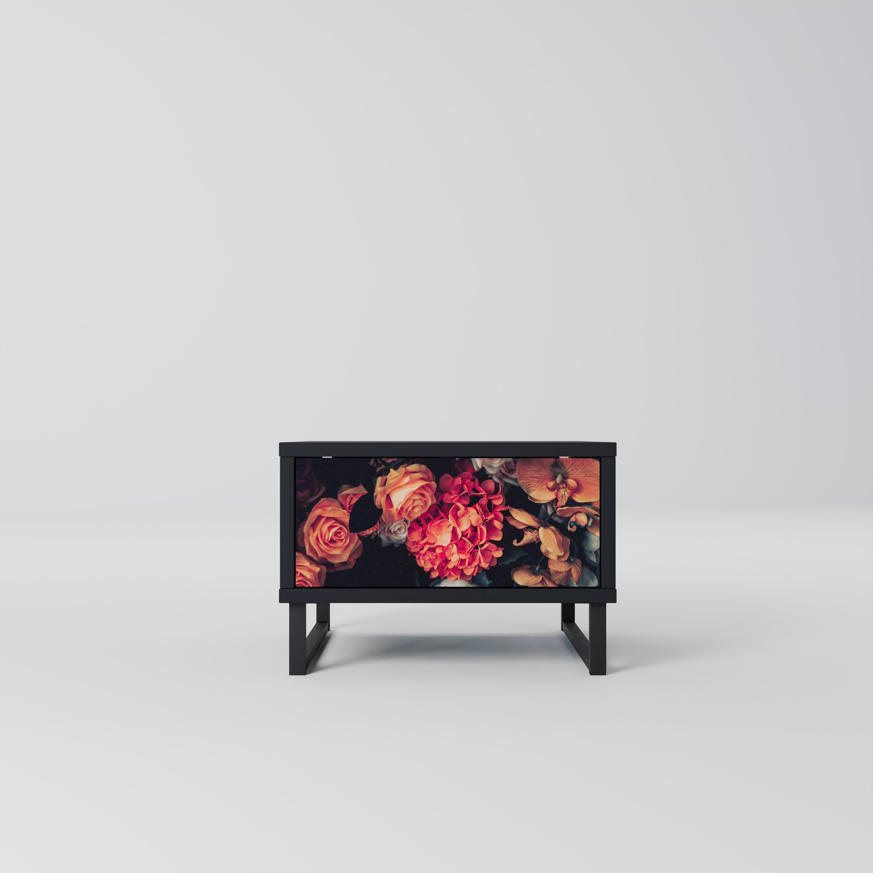 Table de chevet NEVERENDING BLOOM en finition noire