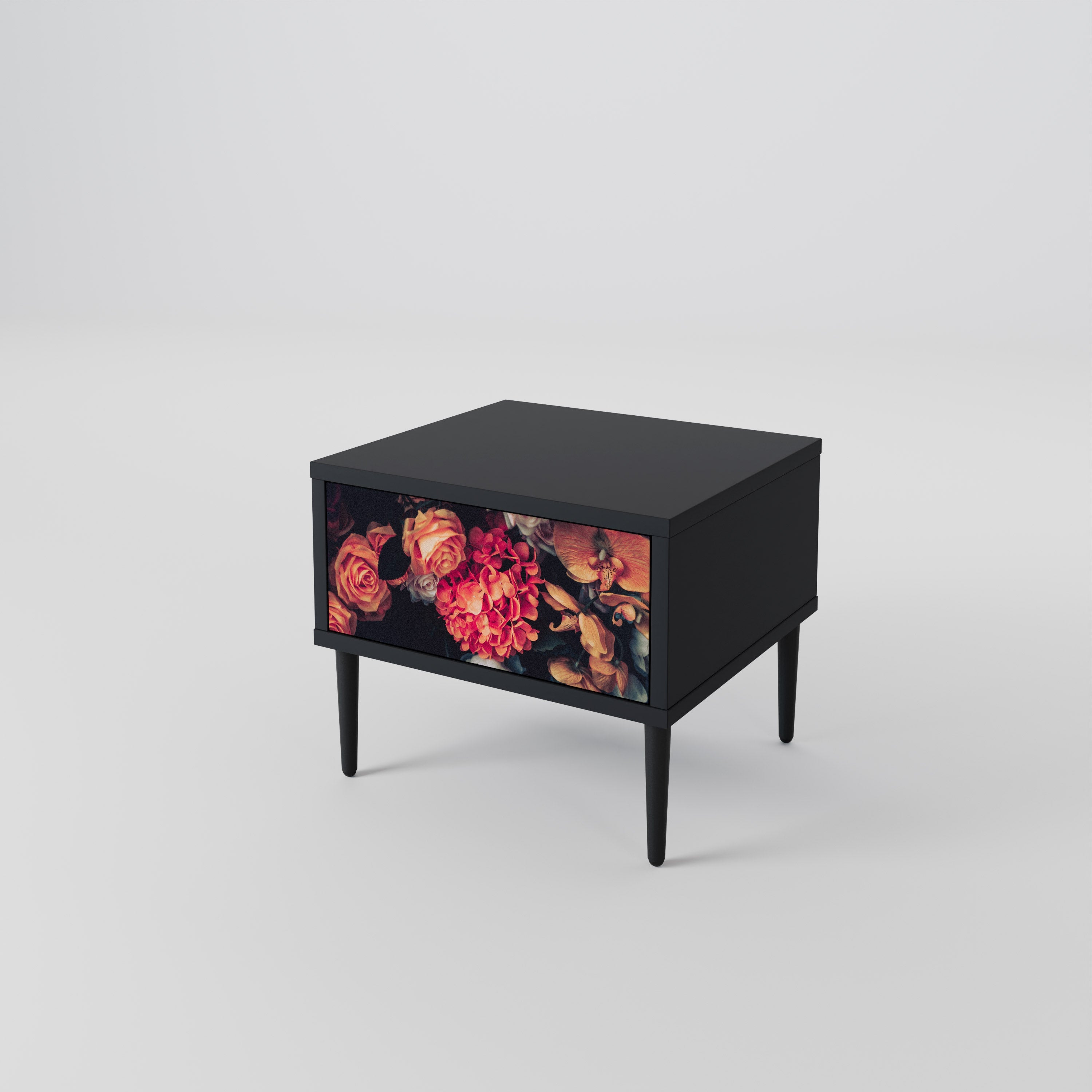 Table de chevet NEVERENDING BLOOM en finition noire