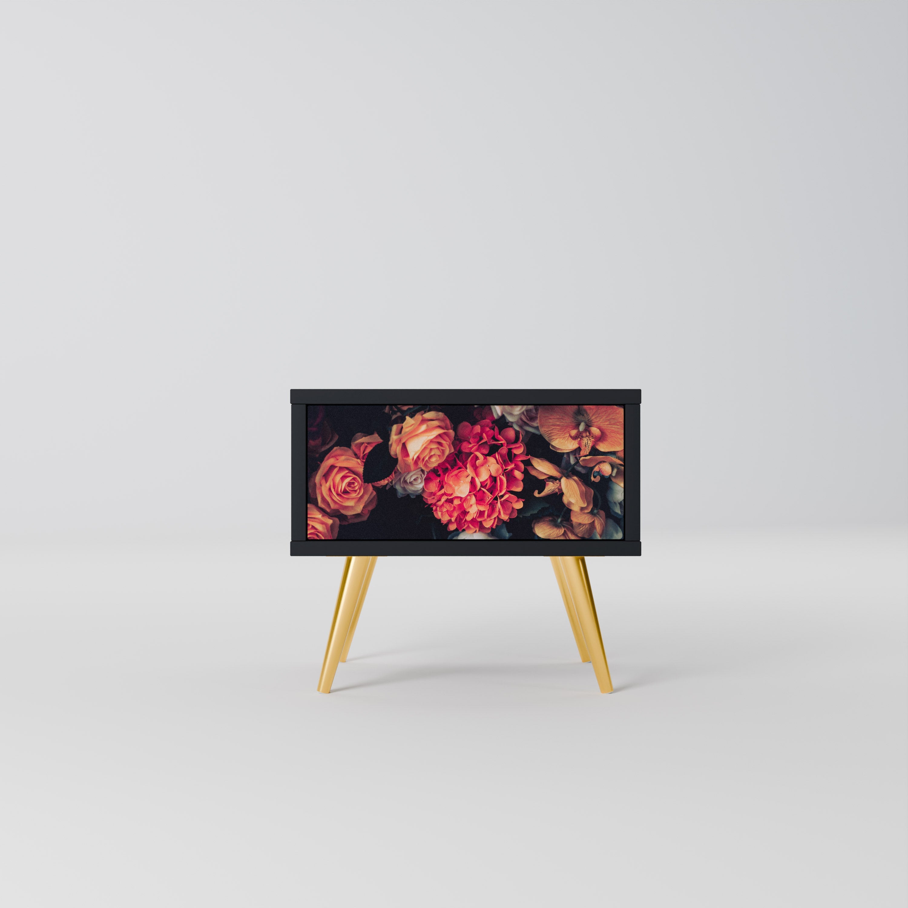 Table de chevet NEVERENDING BLOOM en finition noire