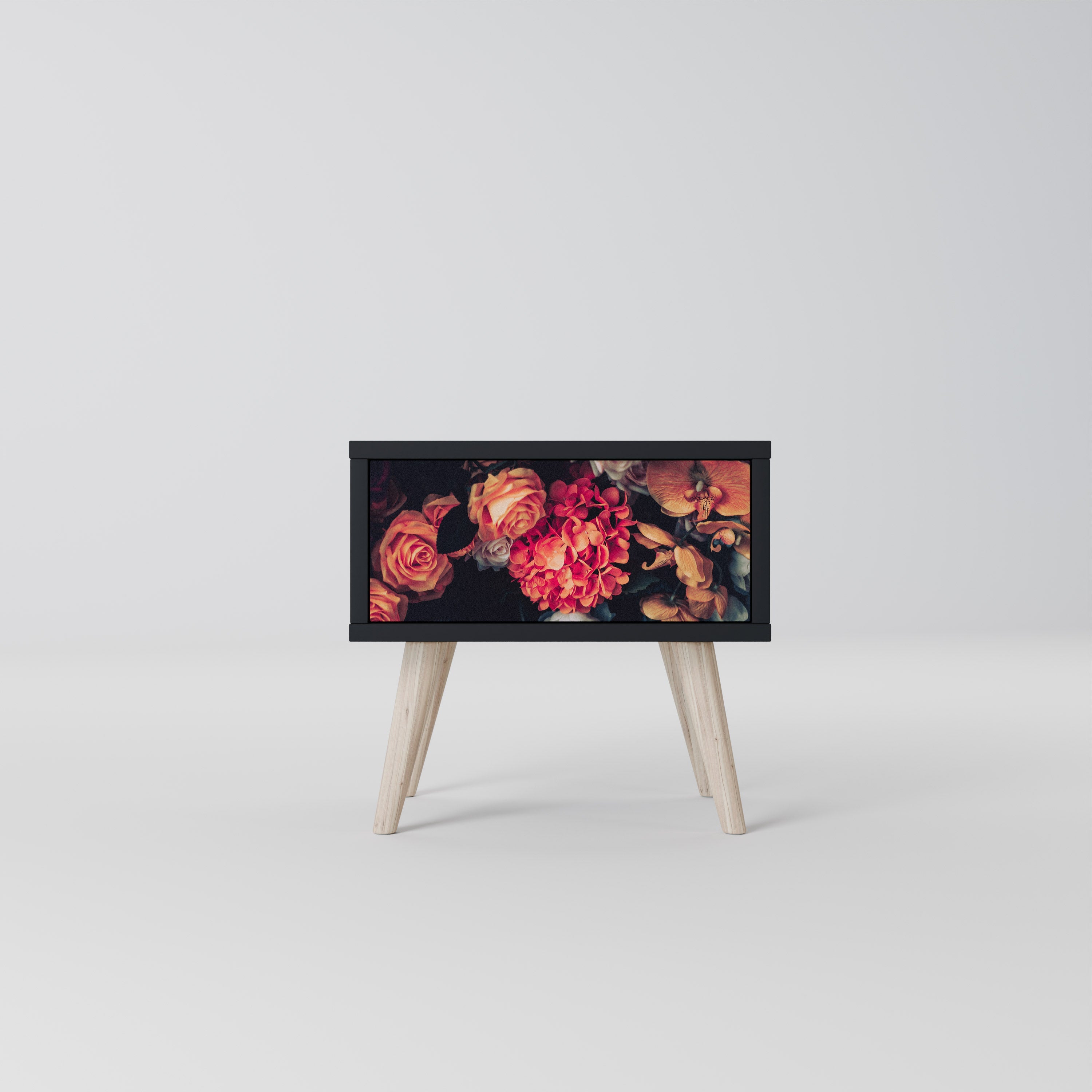 Table de chevet NEVERENDING BLOOM en finition noire