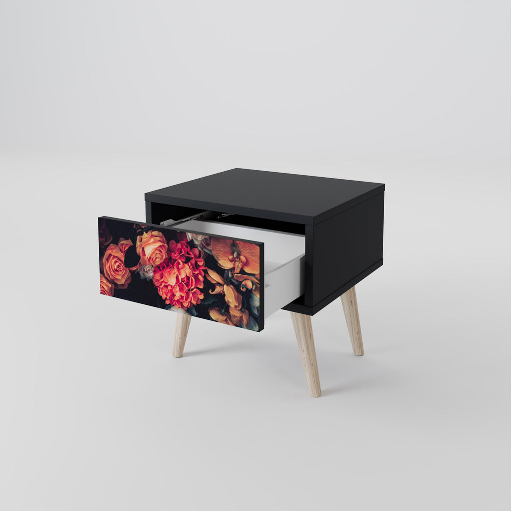 Table de chevet NEVERENDING BLOOM en finition noire
