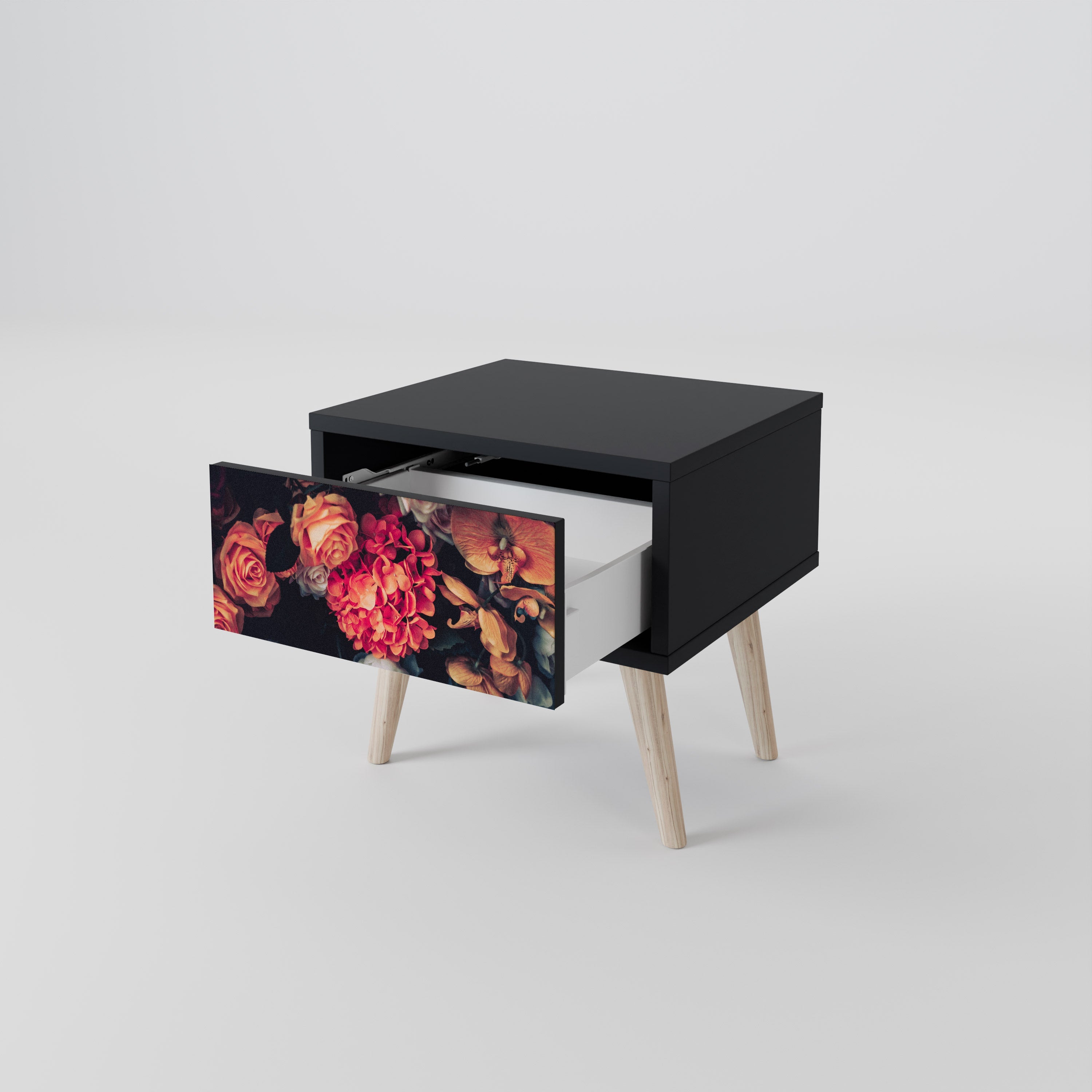 Table de chevet NEVERENDING BLOOM en finition noire