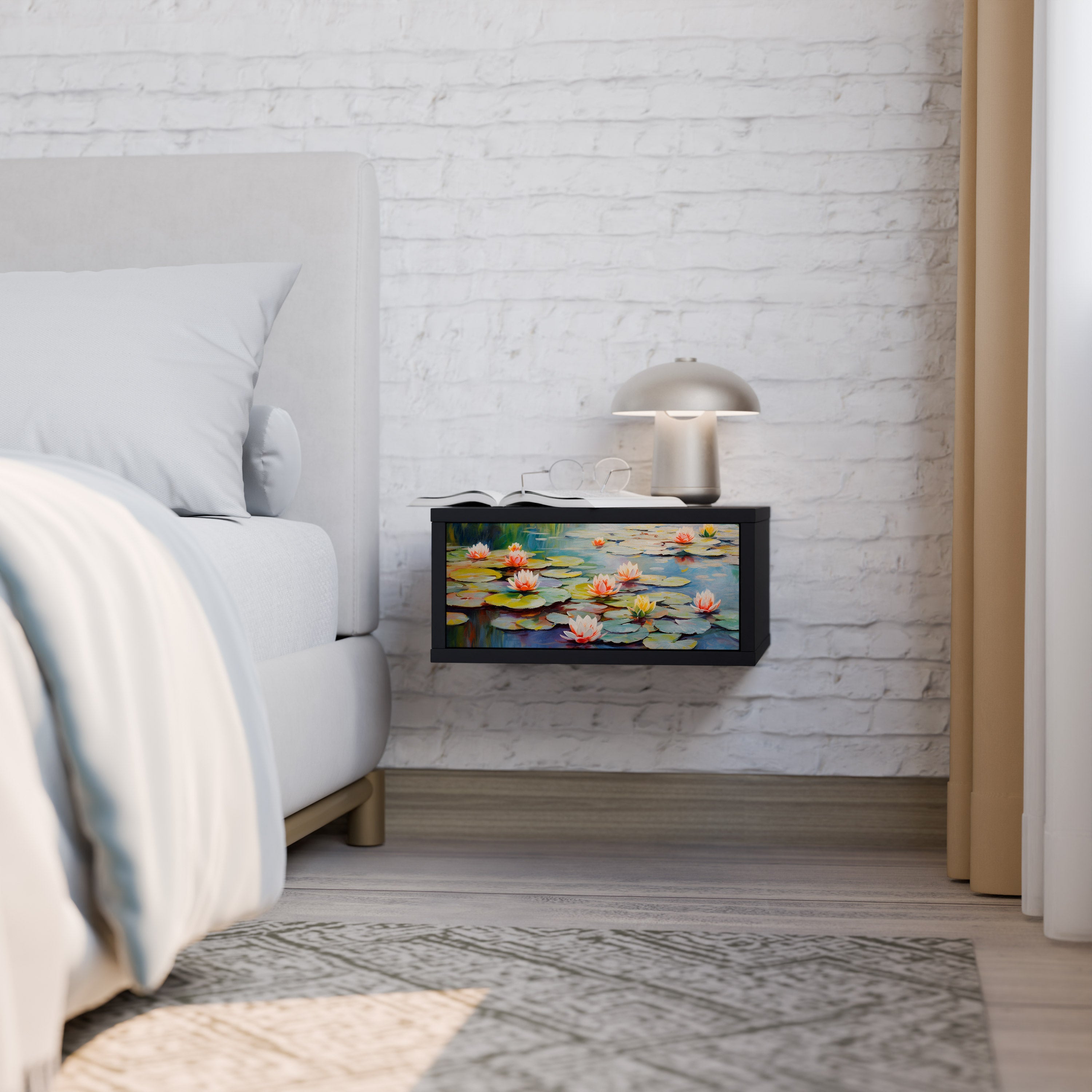 Table de chevet BLOOMING WATERS en finition noire