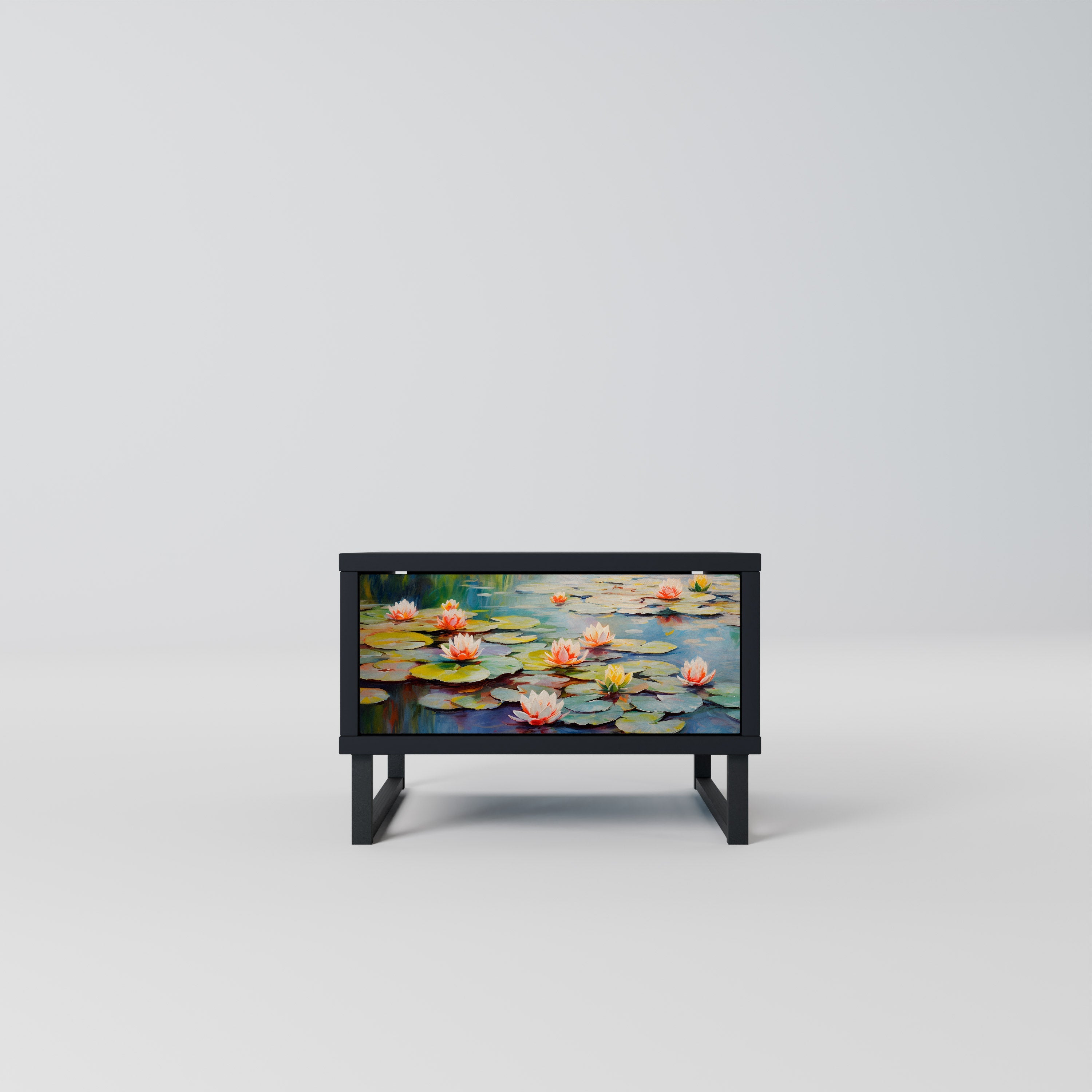 Table de chevet BLOOMING WATERS en finition noire