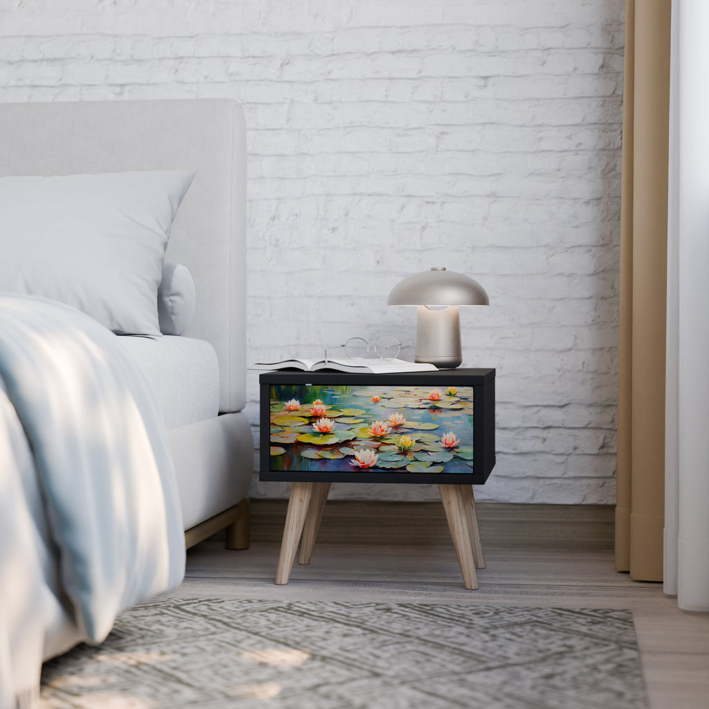 Table de chevet BLOOMING WATERS en finition noire