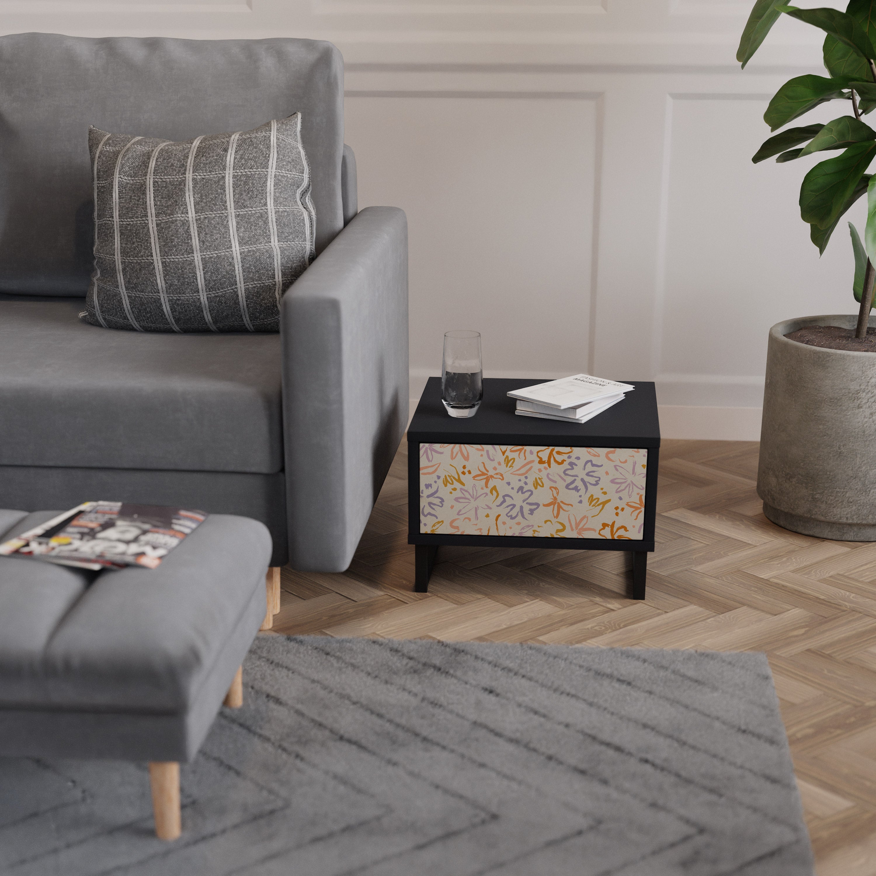 Table de chevet SPRING WHIMSY en finition noire