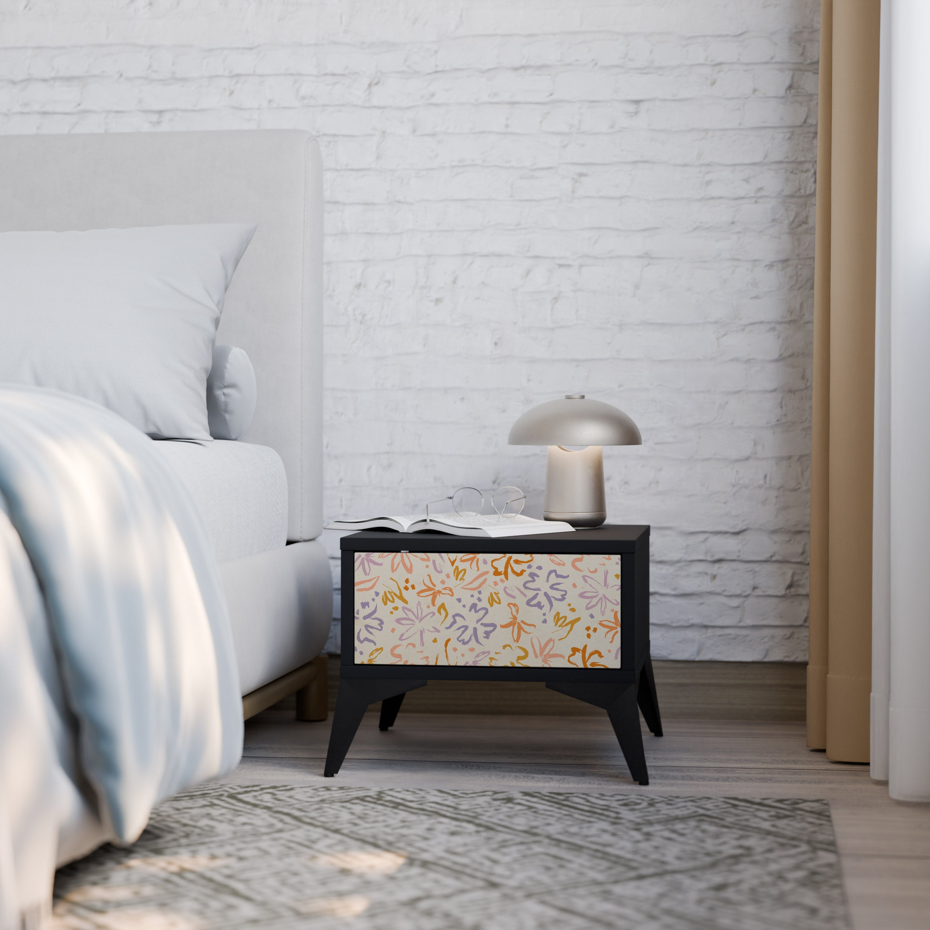 Table de chevet SPRING WHIMSY en finition noire