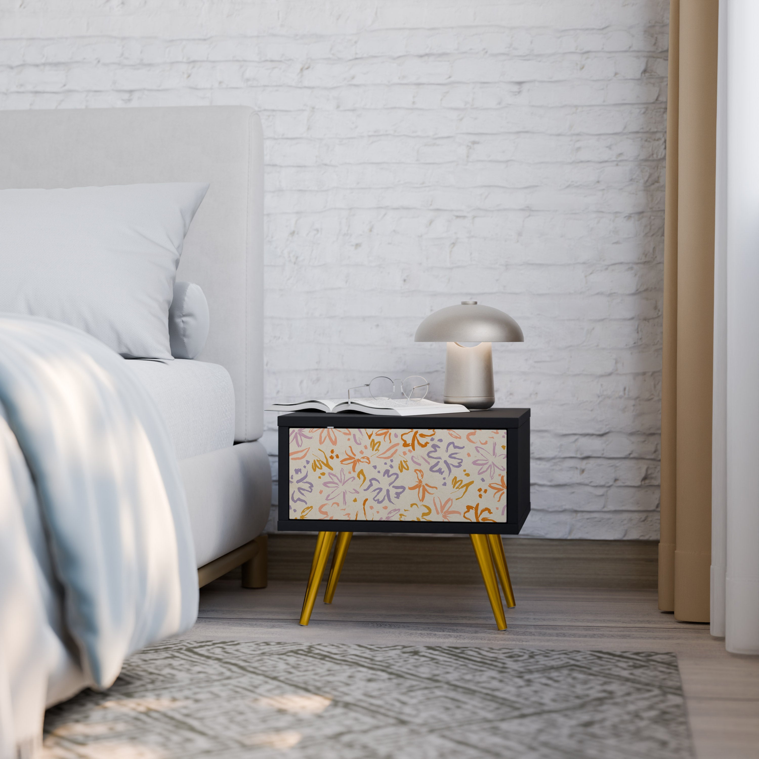 Table de chevet SPRING WHIMSY en finition noire