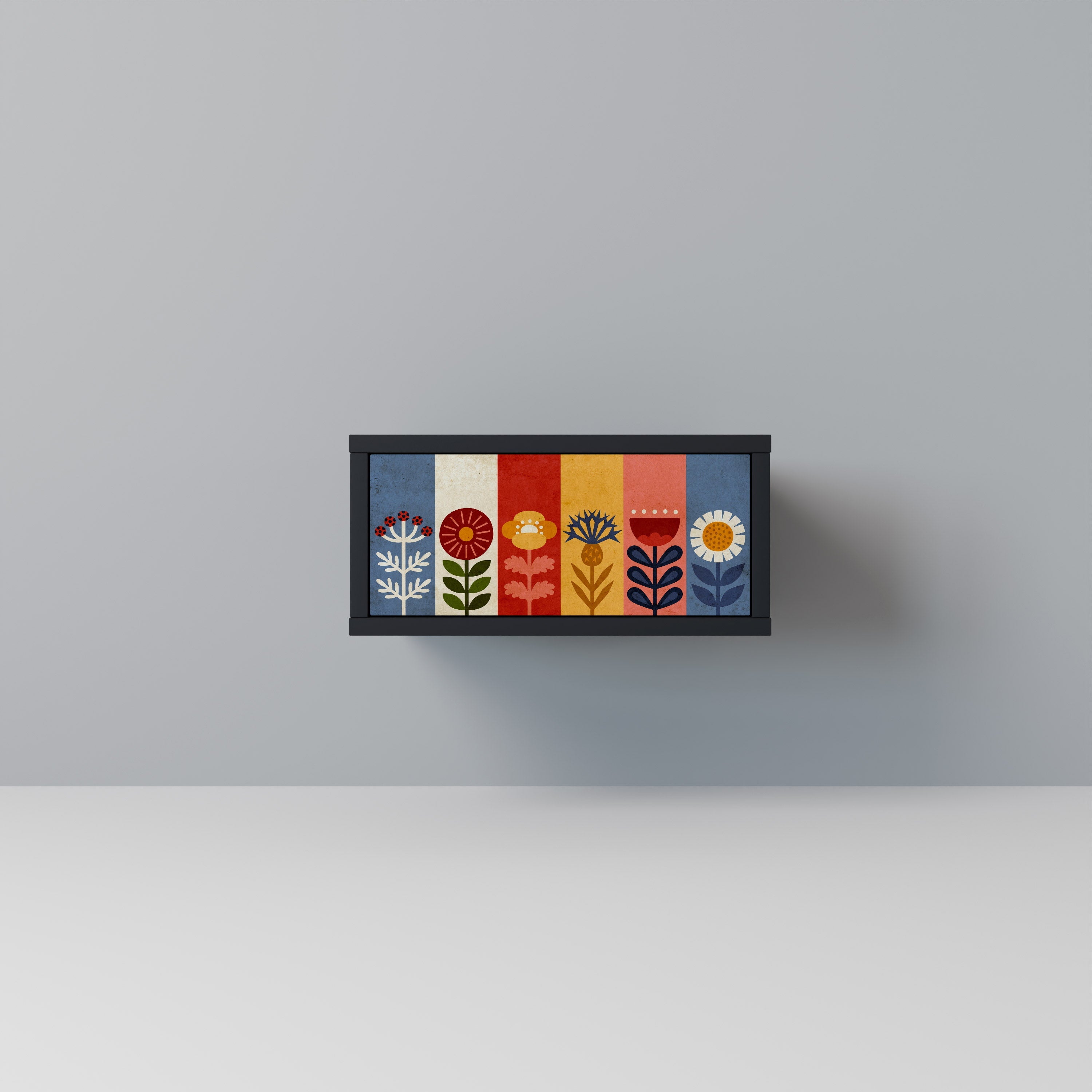 Table de chevet SCANDIC FLOWERET en finition noire