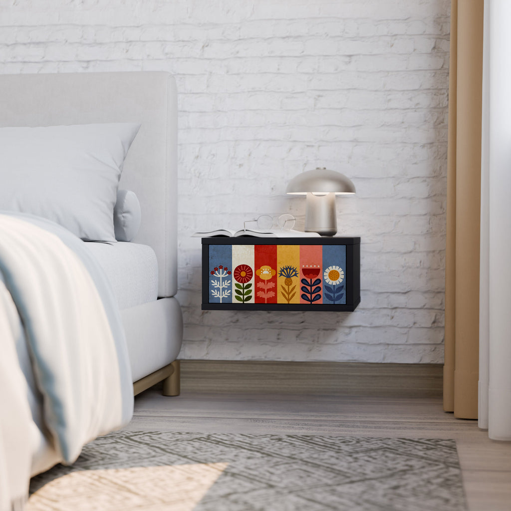 Table de chevet SCANDIC FLOWERET en finition noire