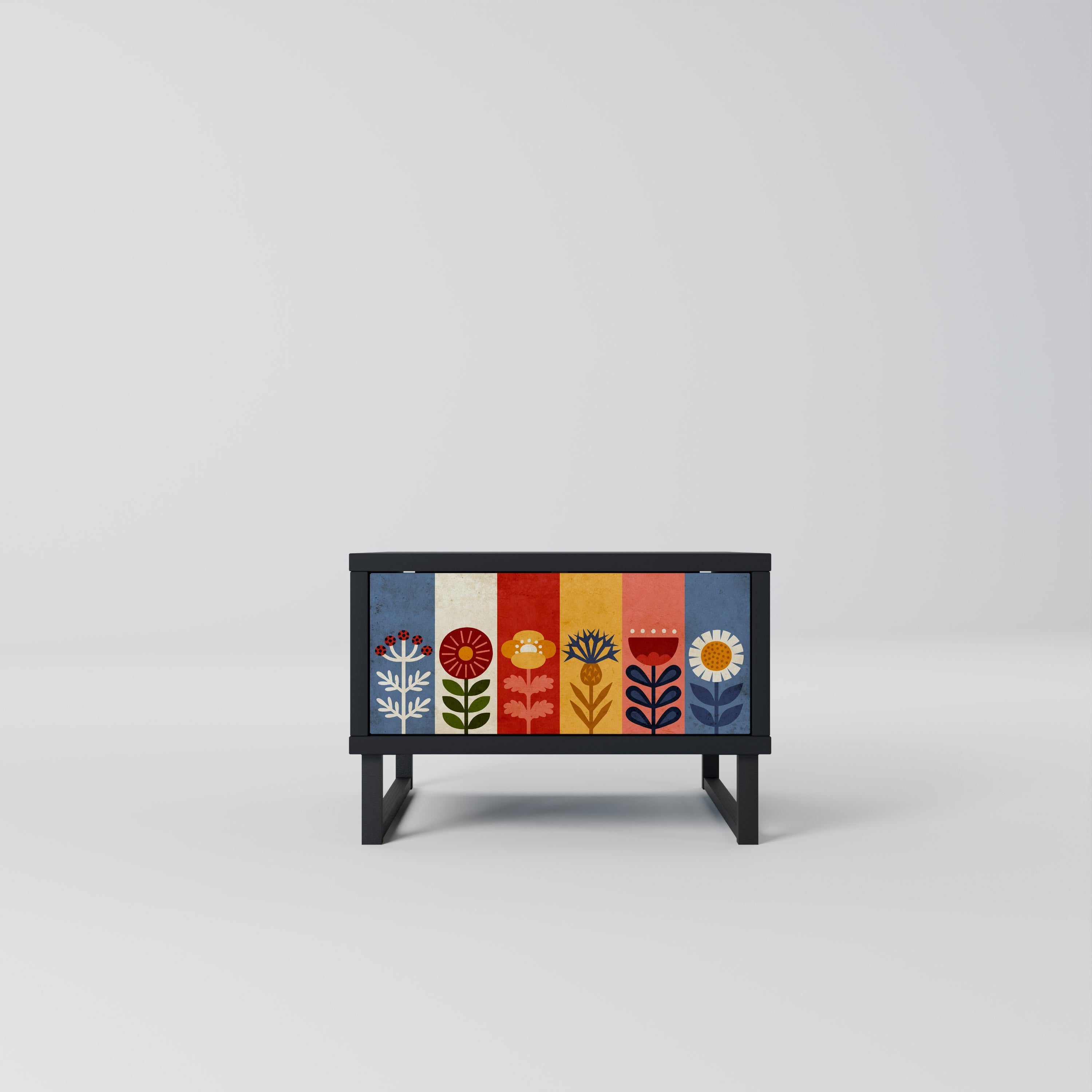 Table de chevet SCANDIC FLOWERET en finition noire