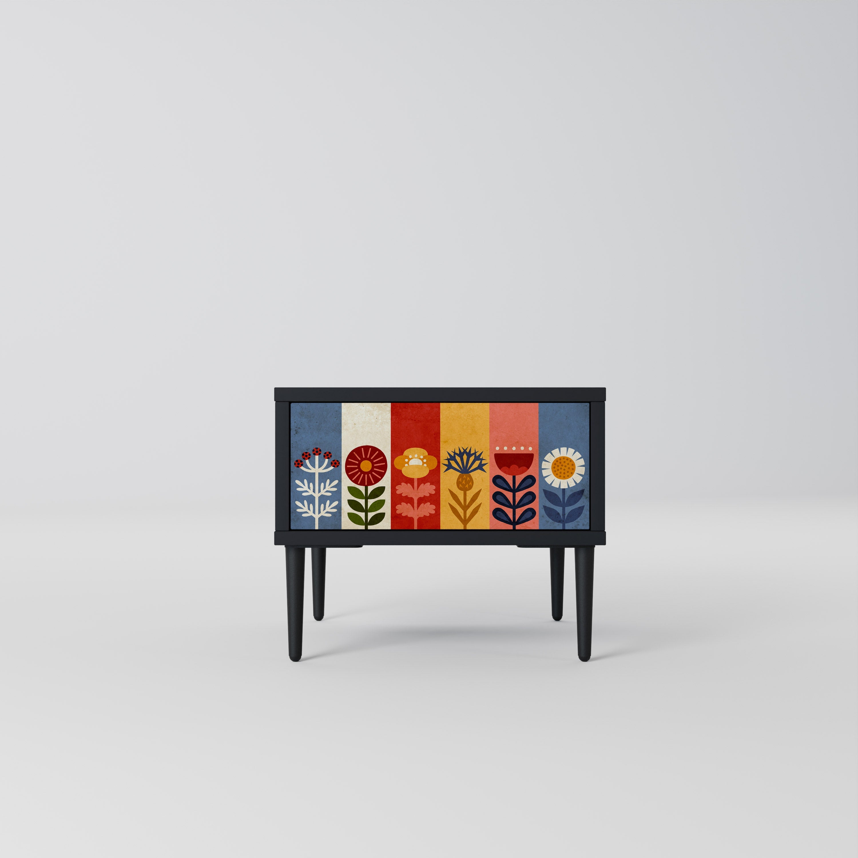 Table de chevet SCANDIC FLOWERET en finition noire