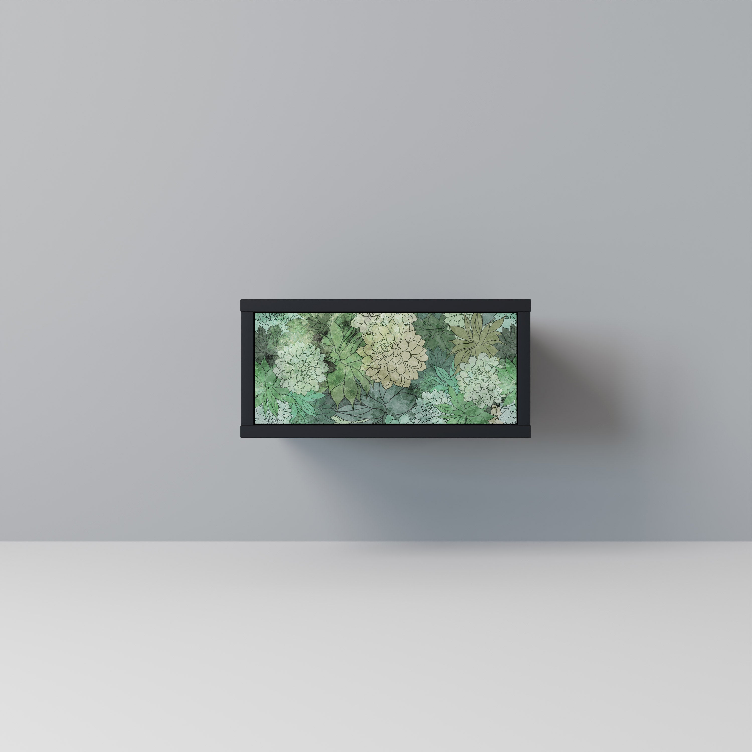 Table de chevet SUCCULENT CLUSTER en finition noire