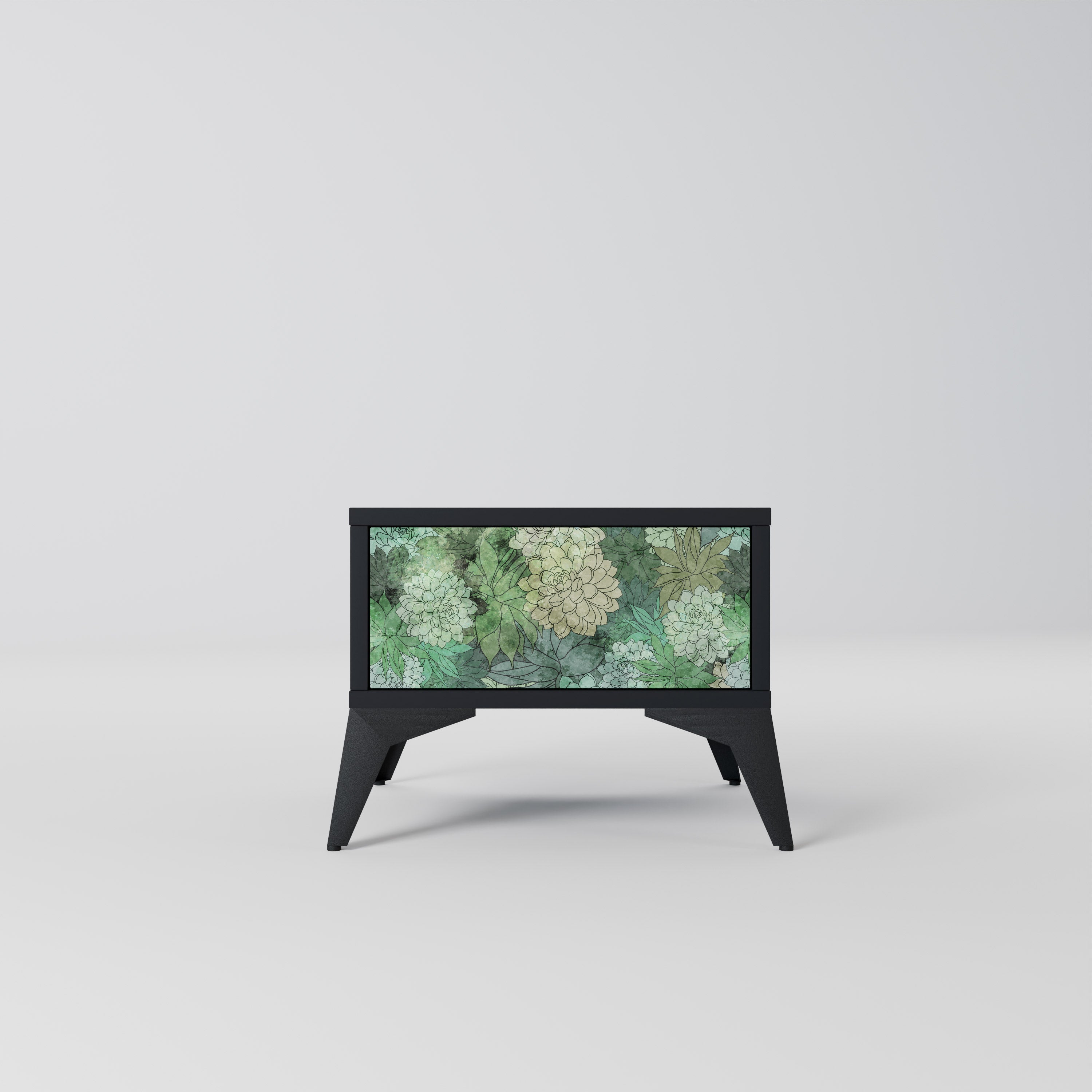 Table de chevet SUCCULENT CLUSTER en finition noire