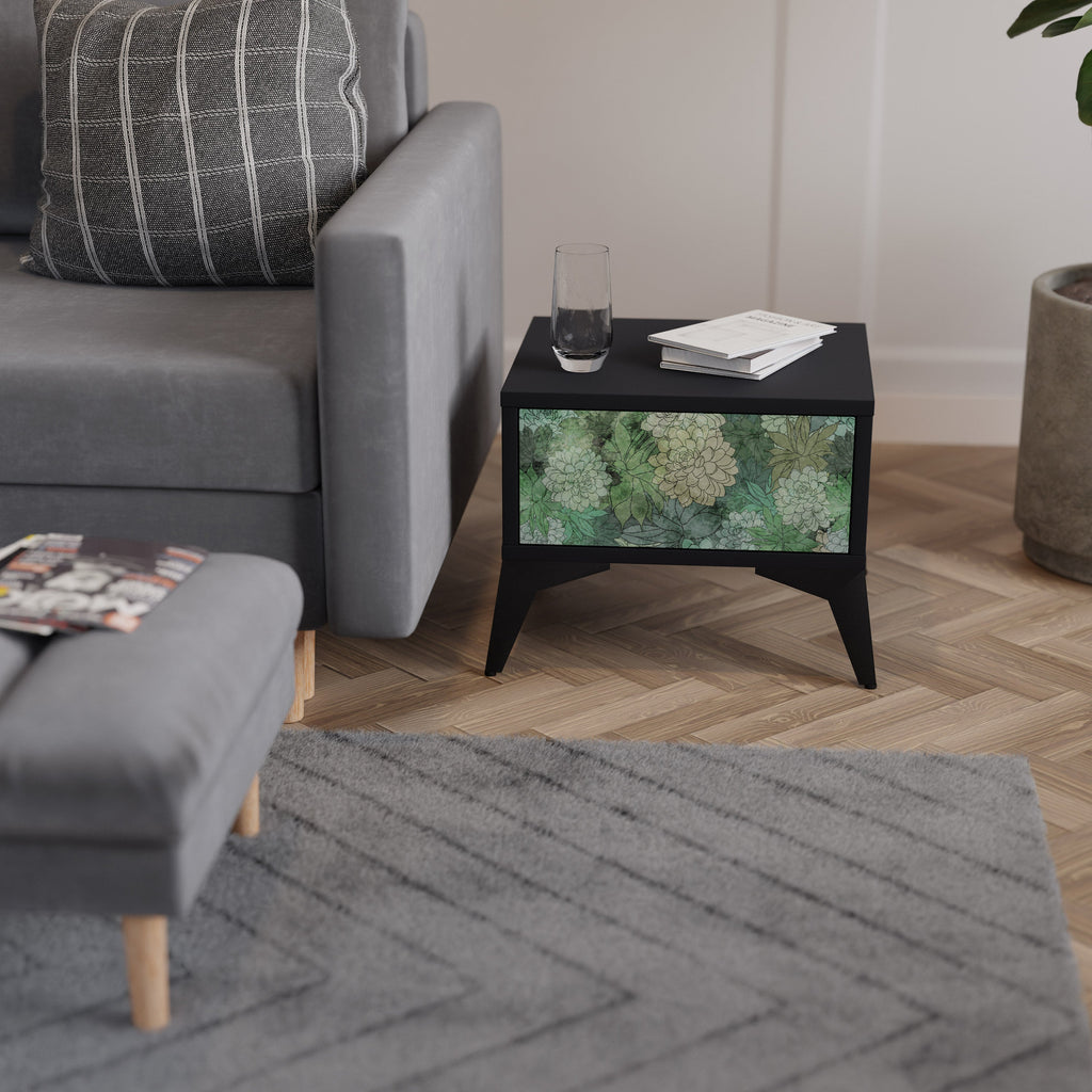 Table de chevet SUCCULENT CLUSTER en finition noire