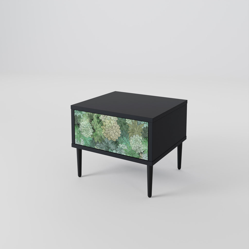 Table de chevet SUCCULENT CLUSTER en finition noire