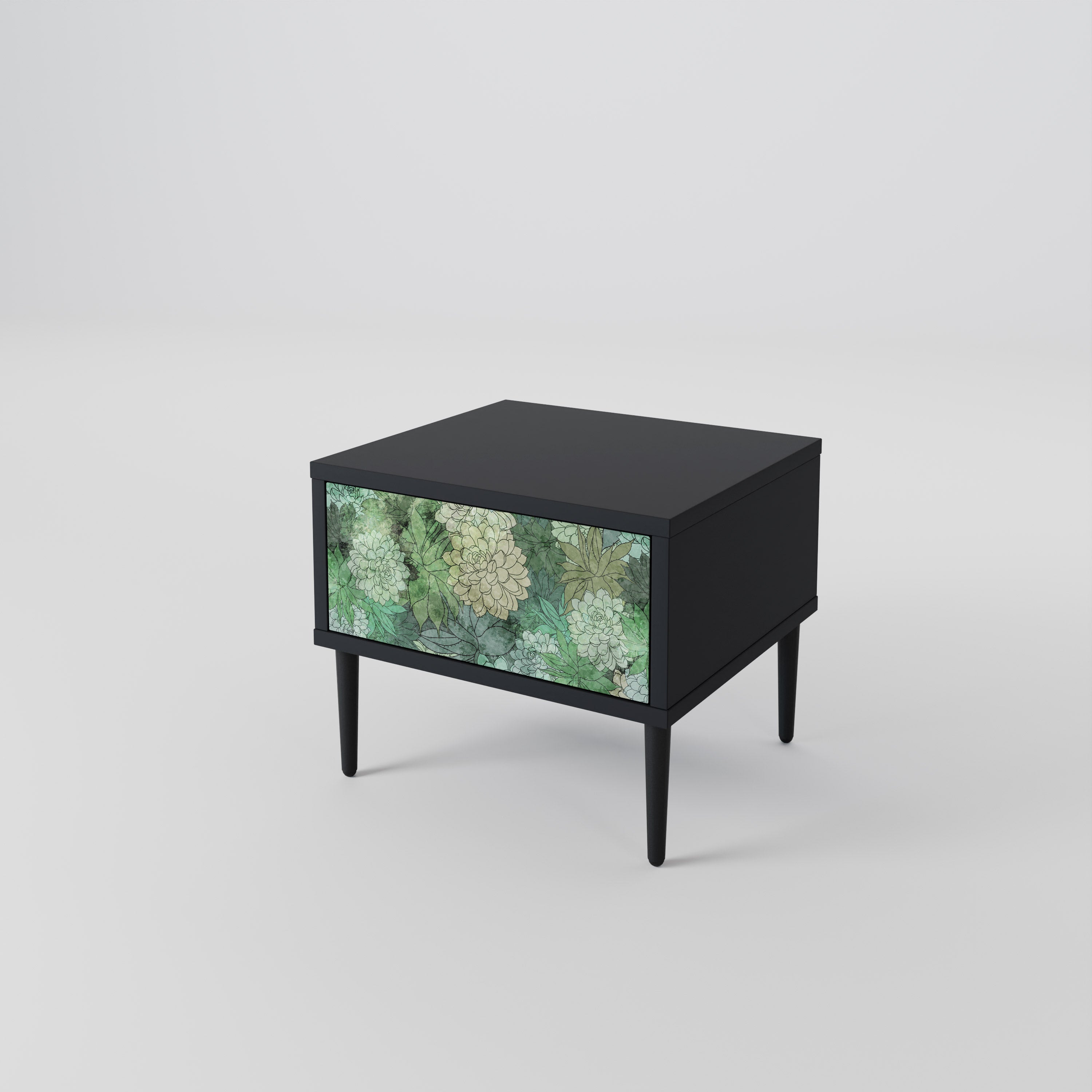 Table de chevet SUCCULENT CLUSTER en finition noire