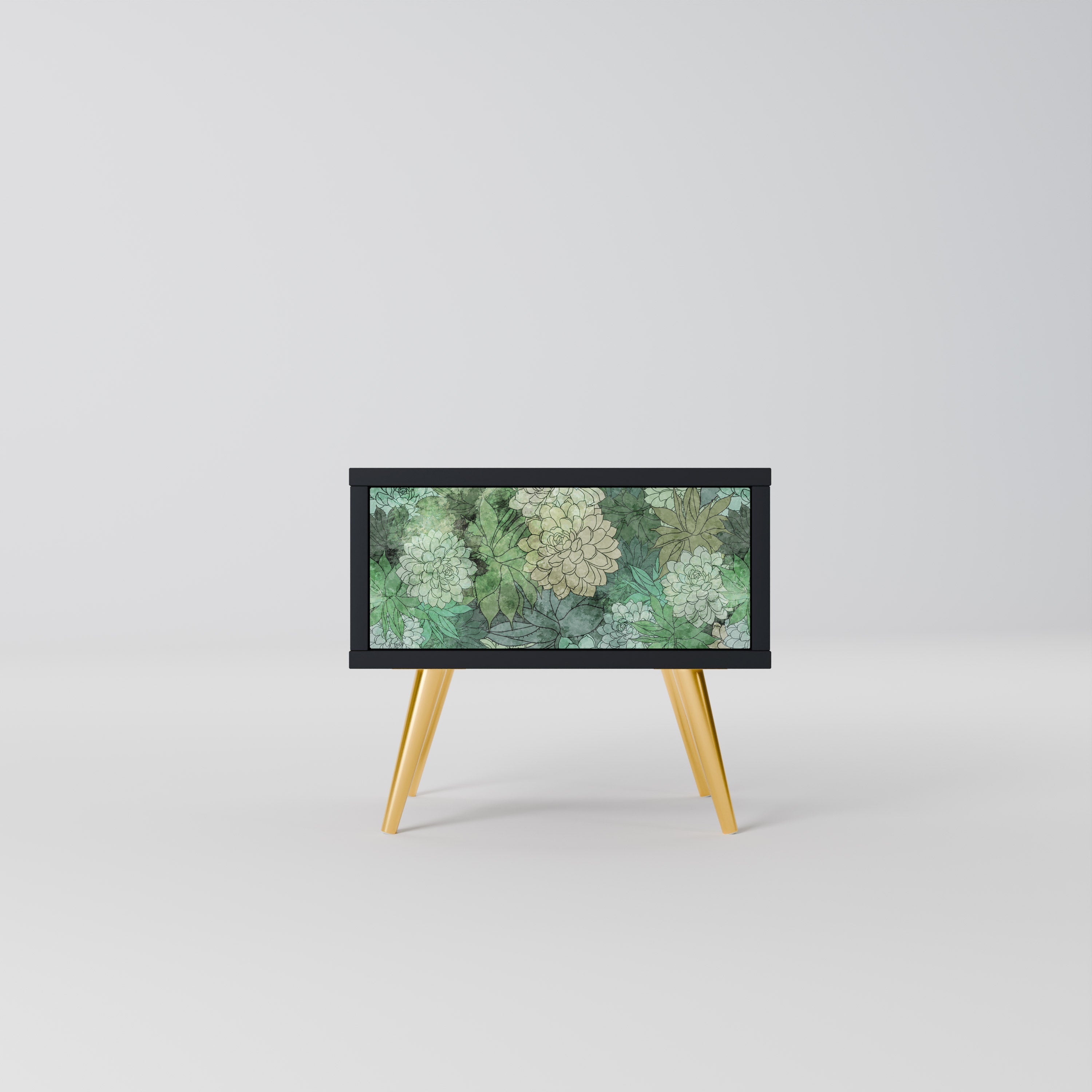 Table de chevet SUCCULENT CLUSTER en finition noire