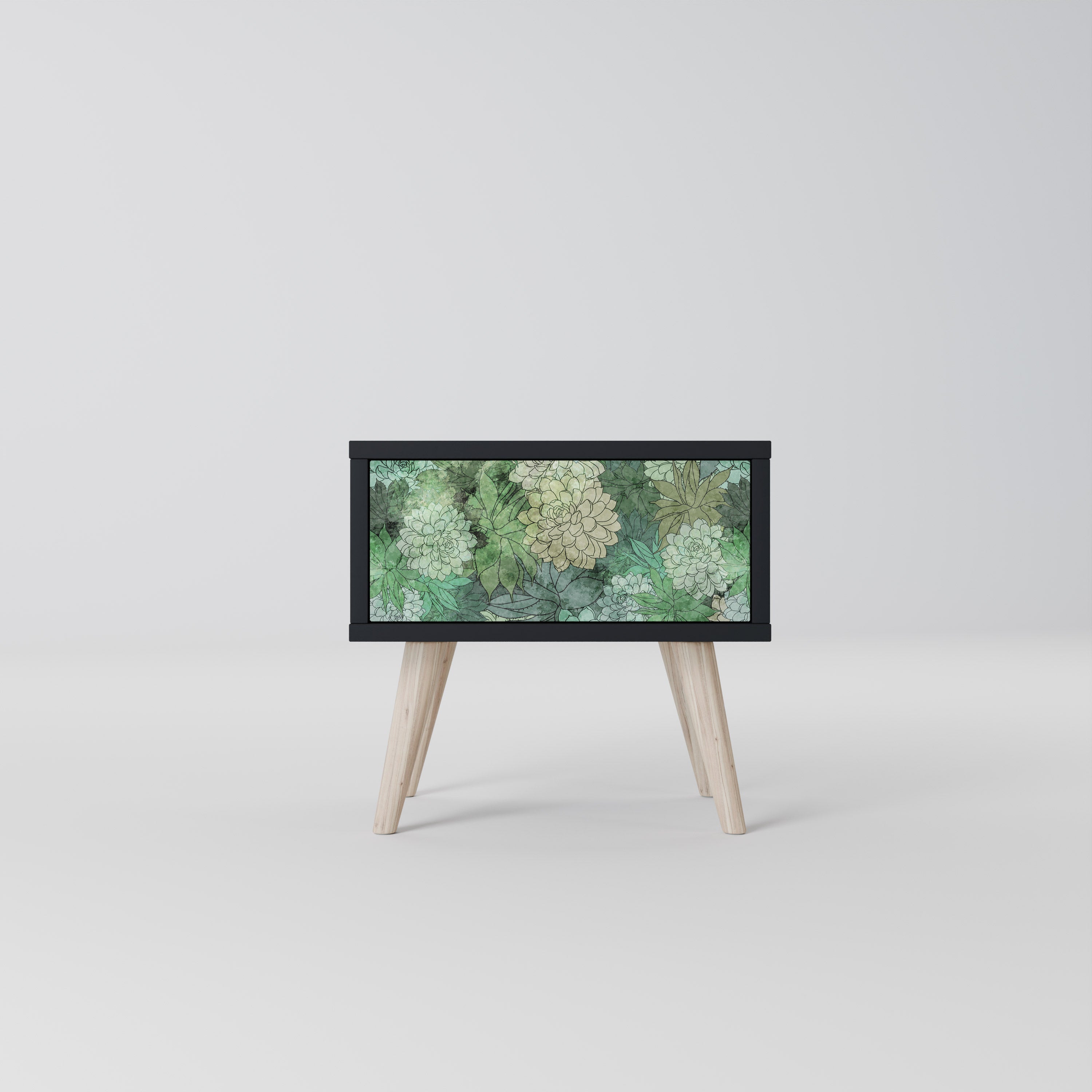 Table de chevet SUCCULENT CLUSTER en finition noire