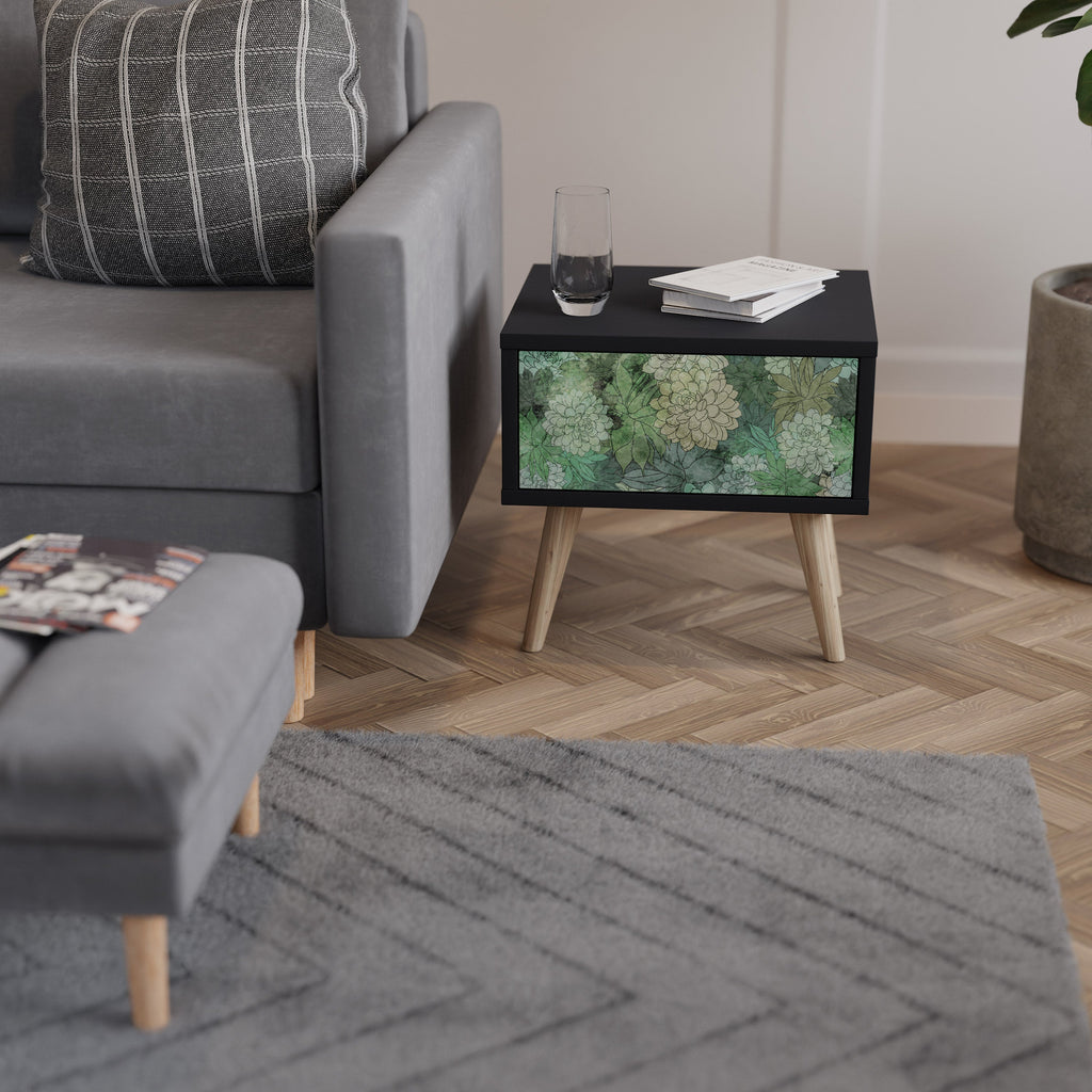 Table de chevet SUCCULENT CLUSTER en finition noire