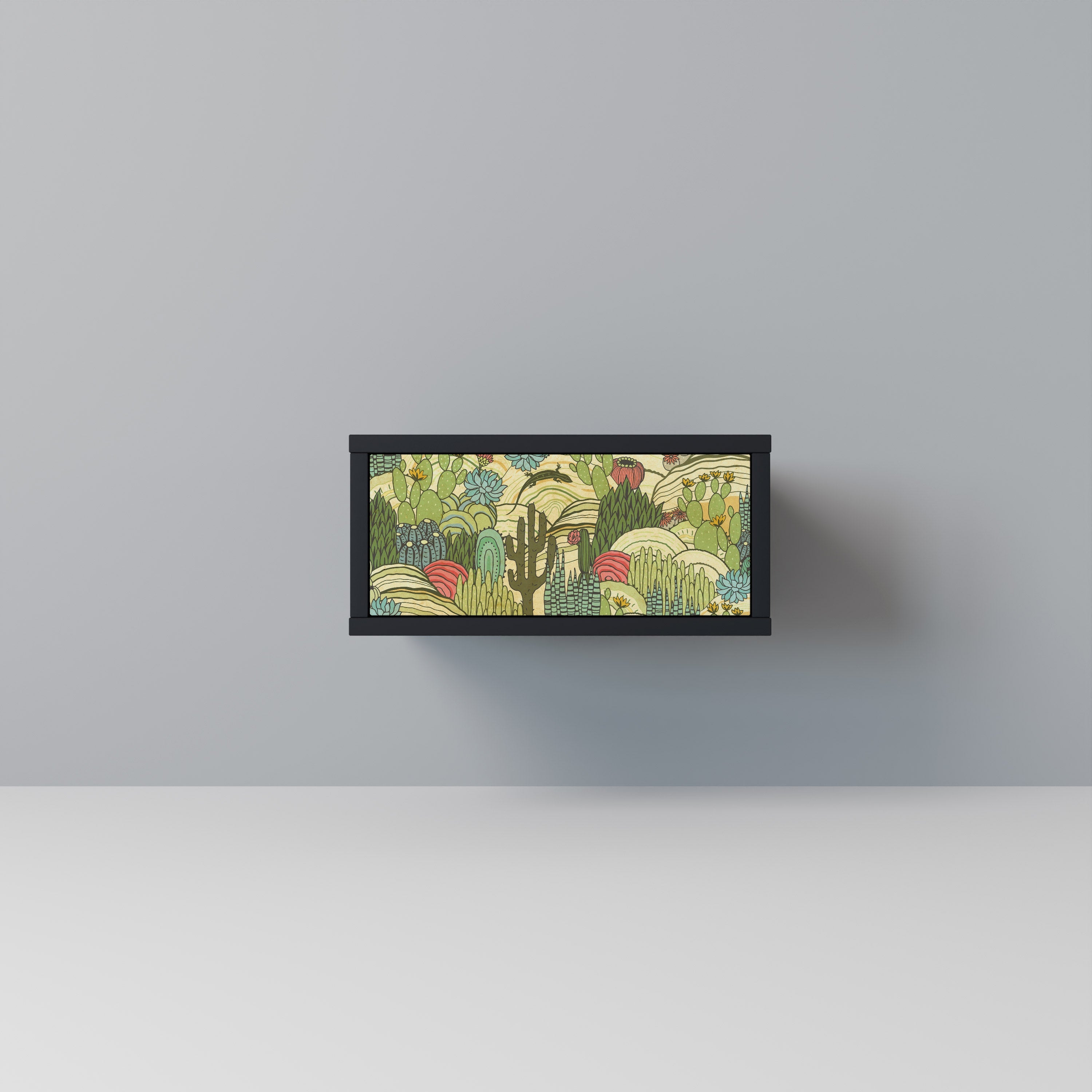 Table de chevet SUCCULENTS KALEIDOSCOPE en finition noire