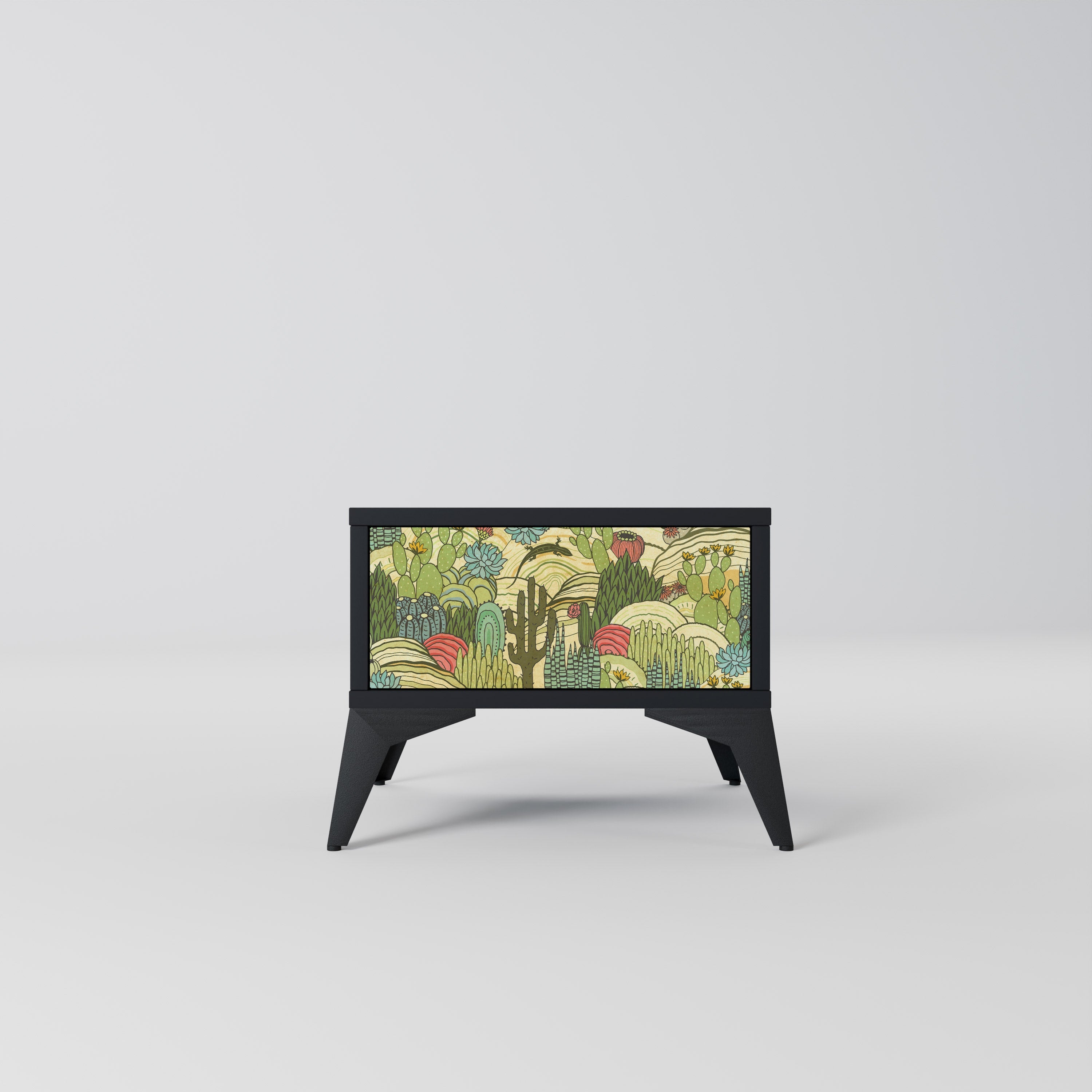 Table de chevet SUCCULENTS KALEIDOSCOPE en finition noire