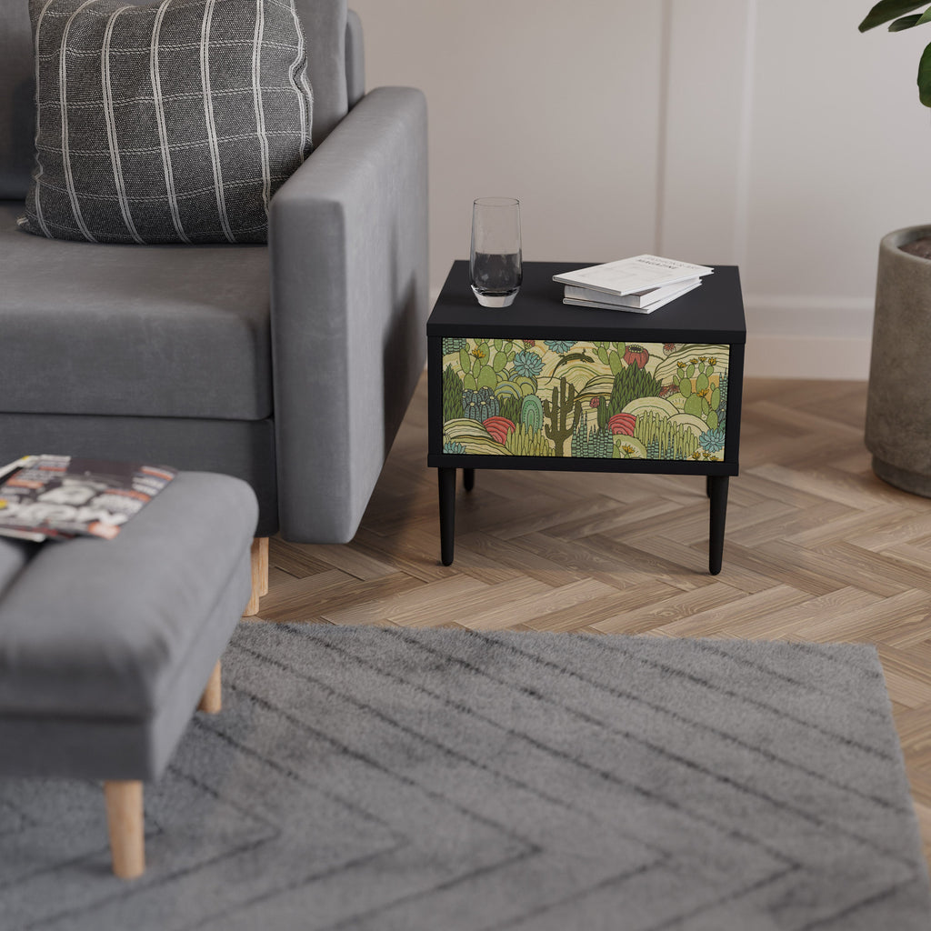 Table de chevet SUCCULENTS KALEIDOSCOPE en finition noire