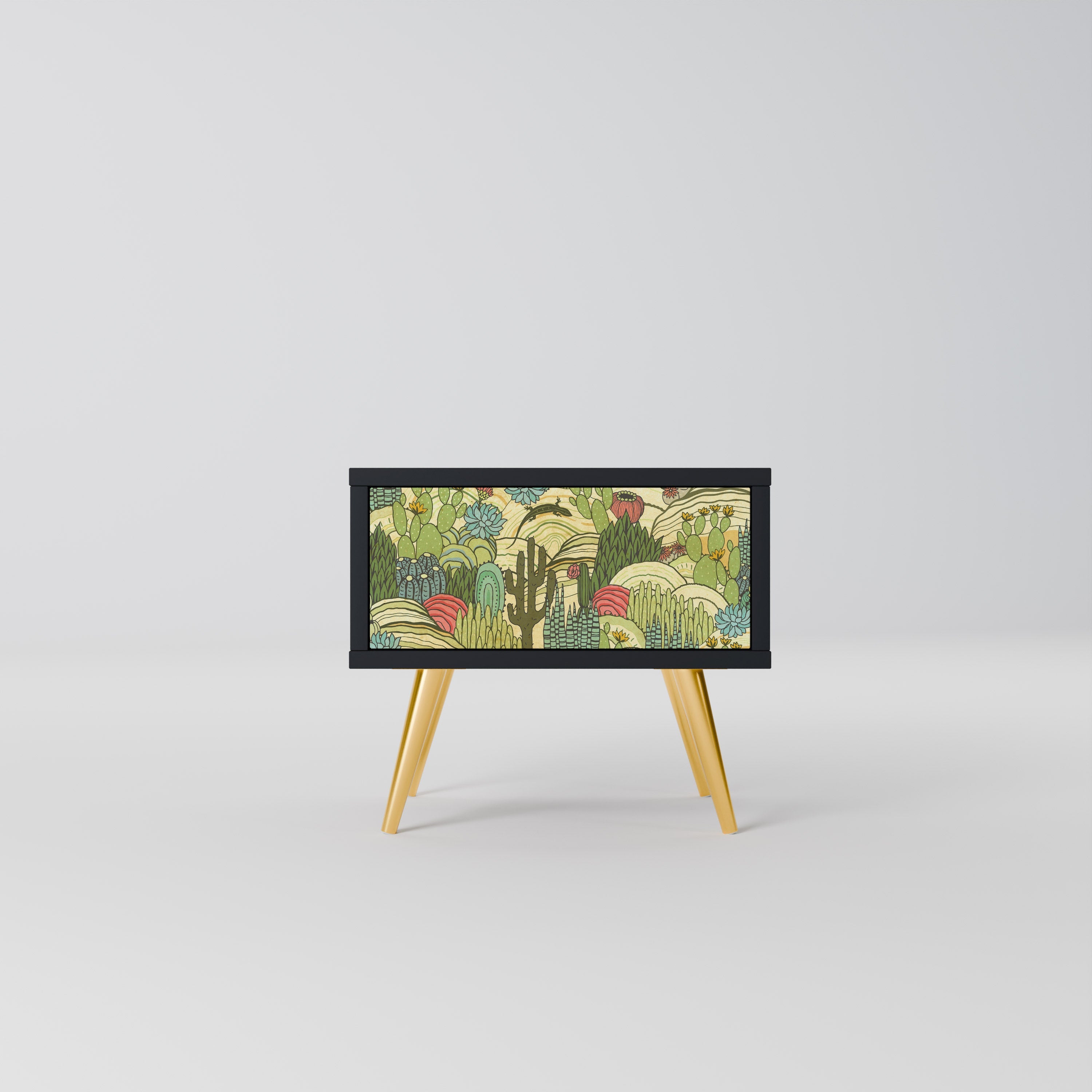 Table de chevet SUCCULENTS KALEIDOSCOPE en finition noire