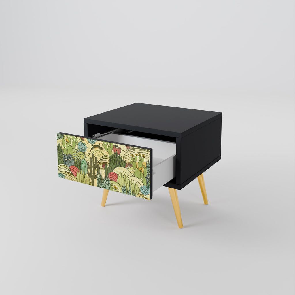 Table de chevet SUCCULENTS KALEIDOSCOPE en finition noire