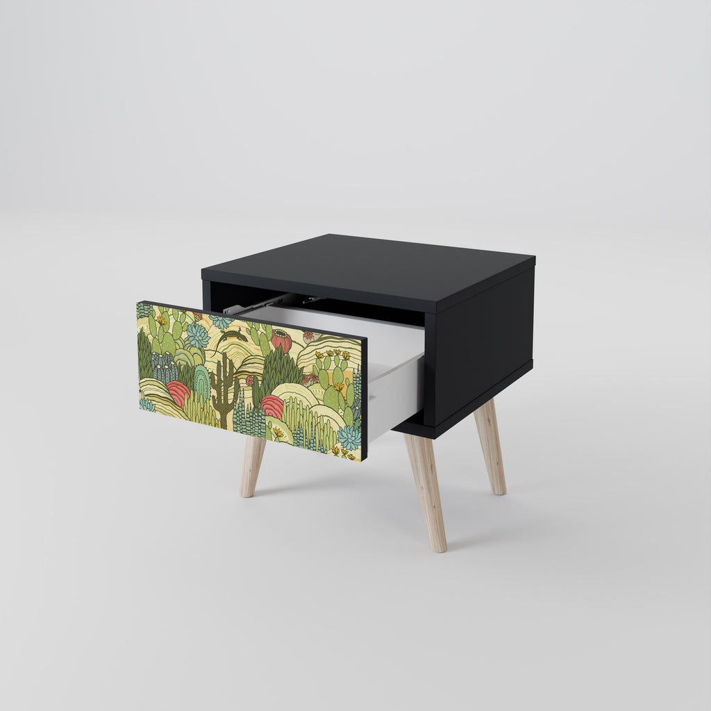 Table de chevet SUCCULENTS KALEIDOSCOPE en finition noire