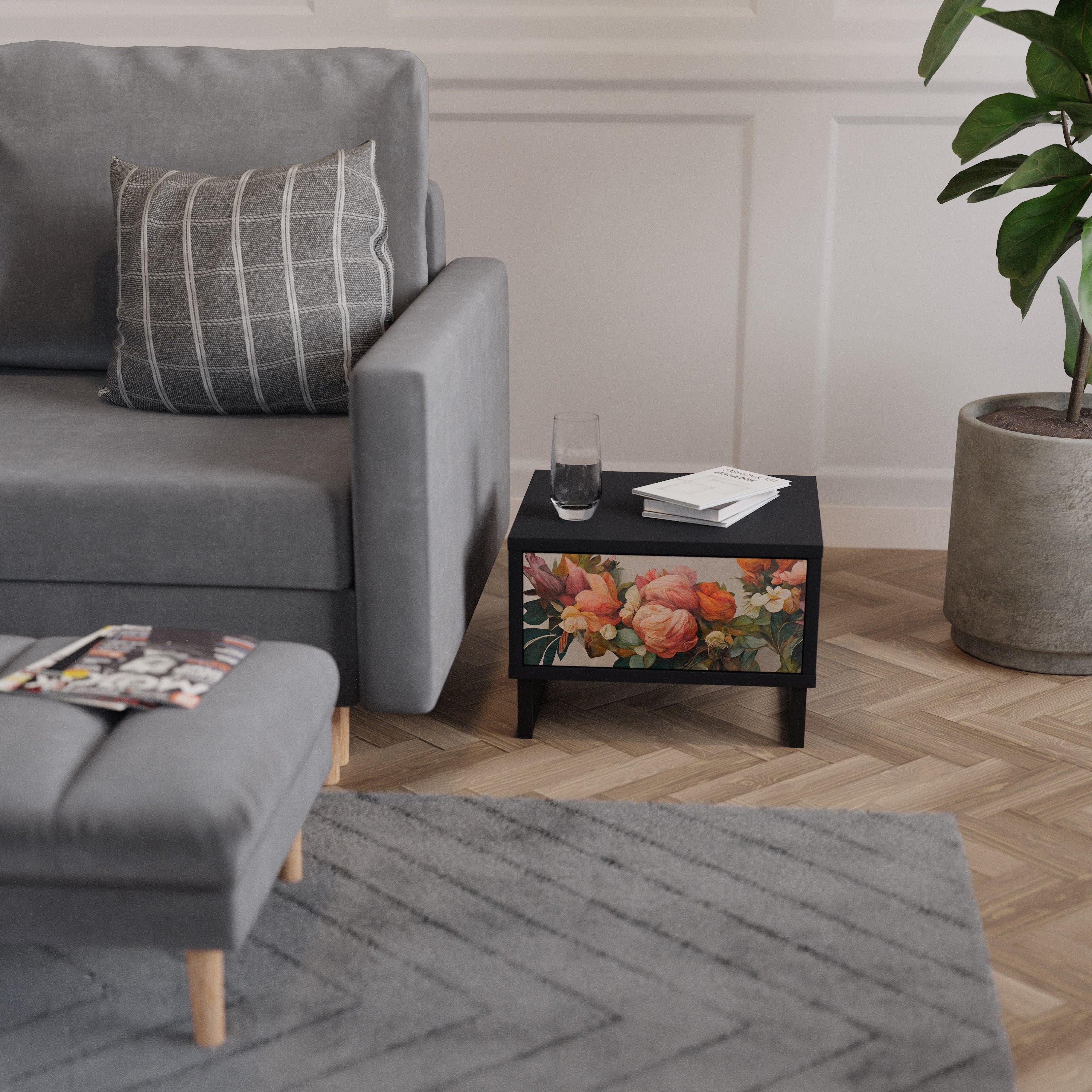 Table de chevet STYLISH BEAUTY en finition noire