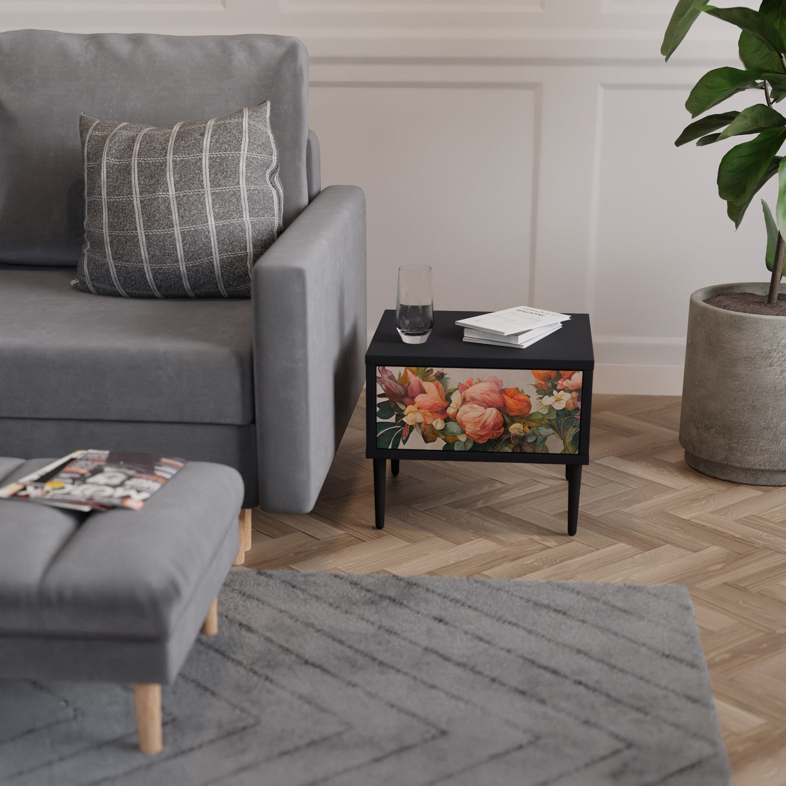 Table de chevet STYLISH BEAUTY en finition noire