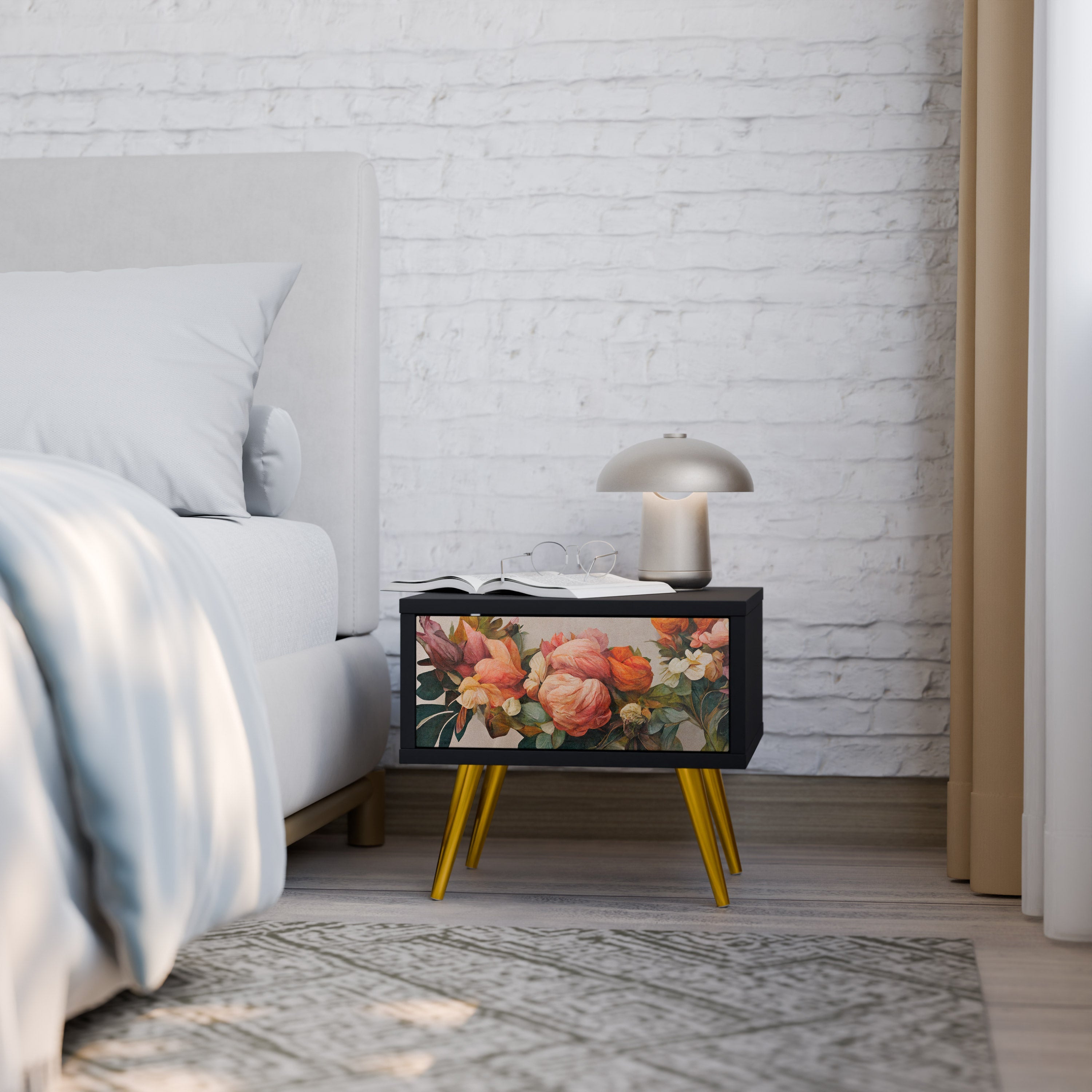 Table de chevet STYLISH BEAUTY en finition noire