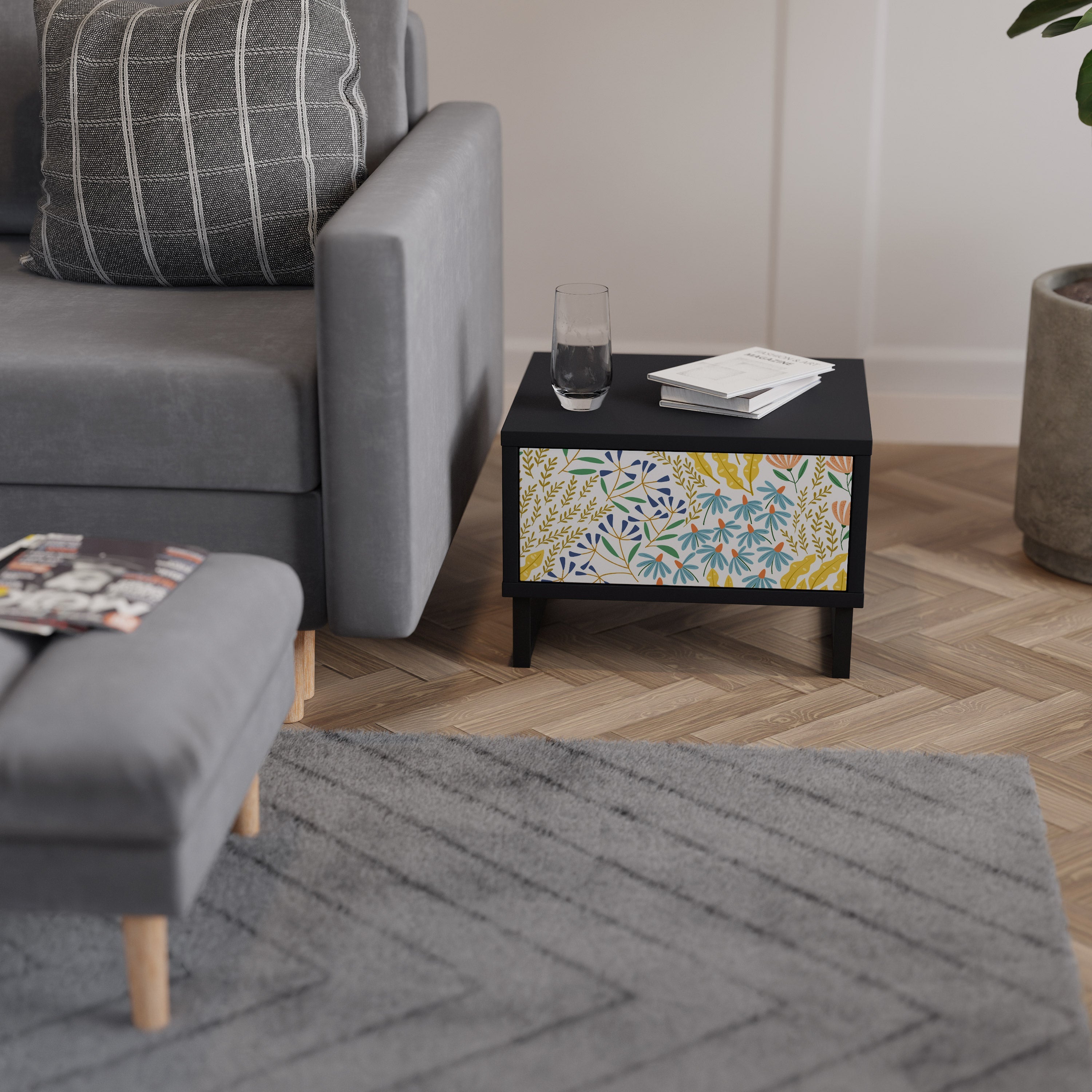 Table de chevet HELLO SPRING en finition noire