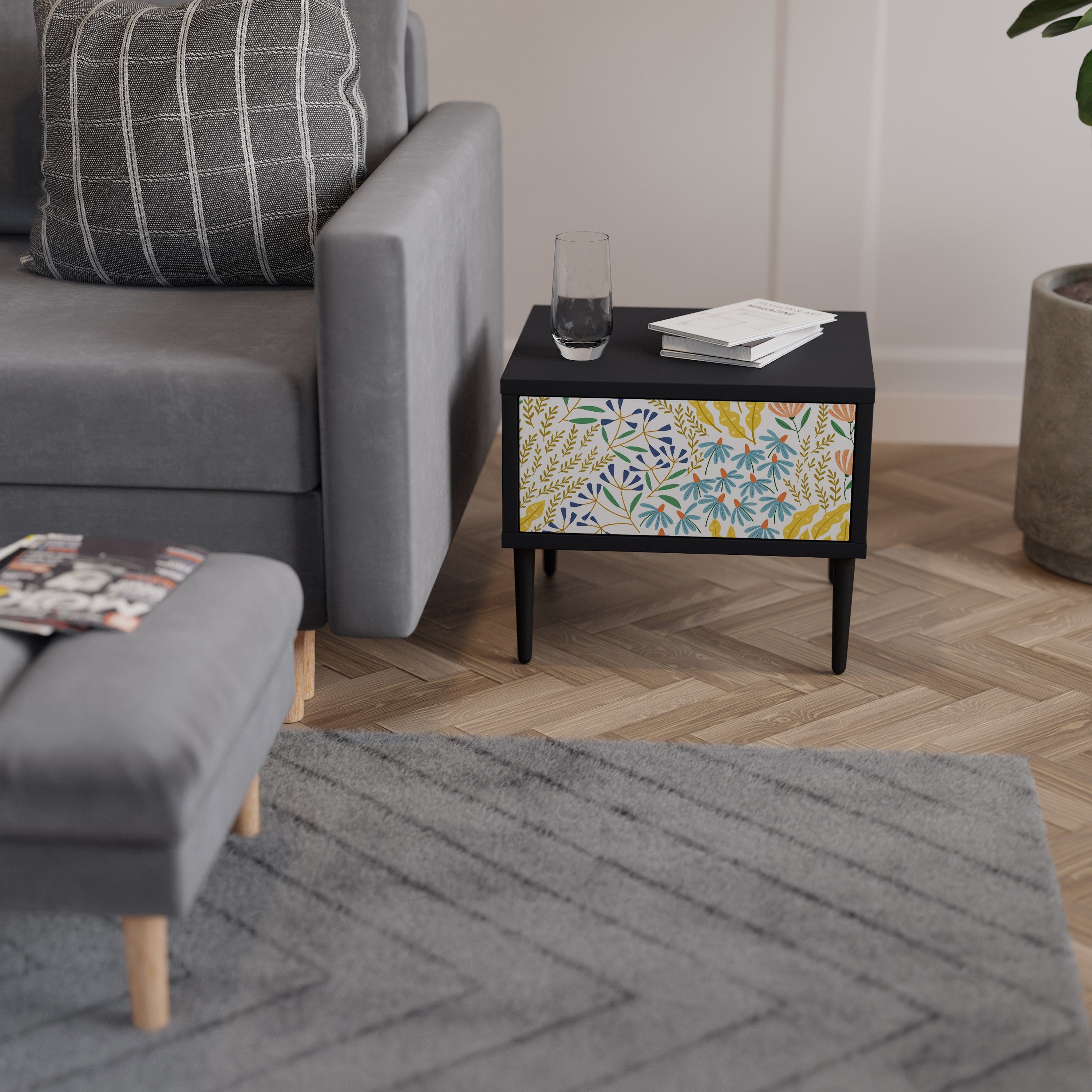 Table de chevet HELLO SPRING en finition noire