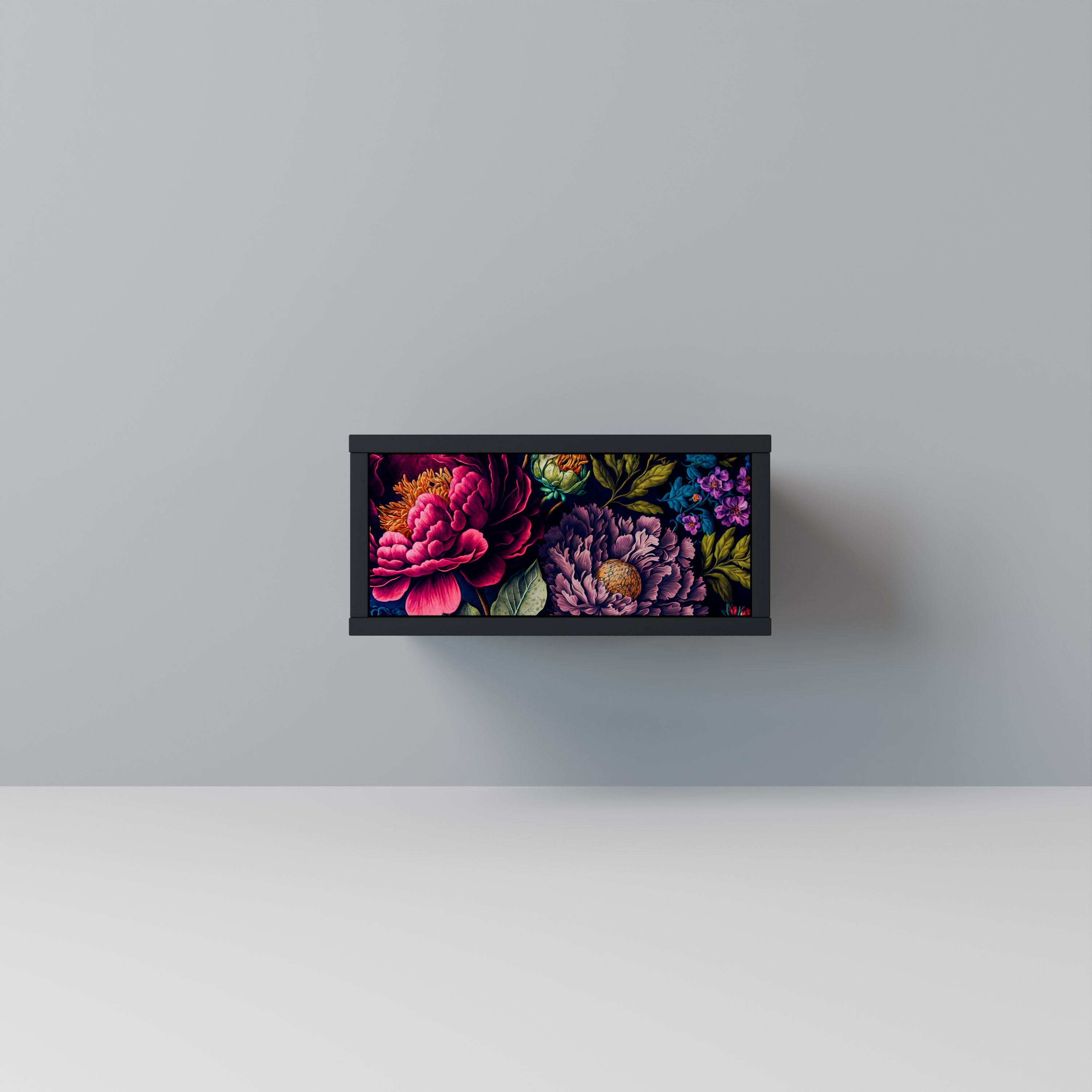 Table de chevet BLOOMING ELEGANCE en finition noire