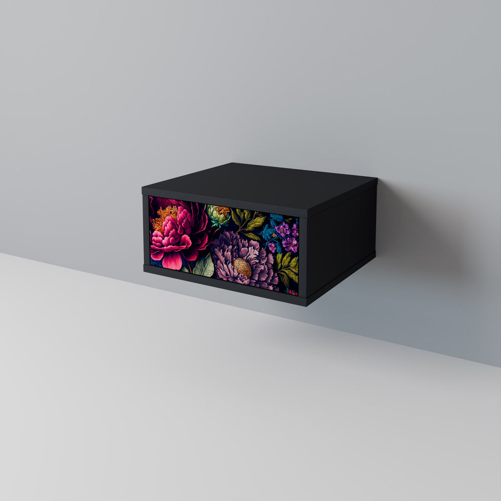 Table de chevet BLOOMING ELEGANCE en finition noire