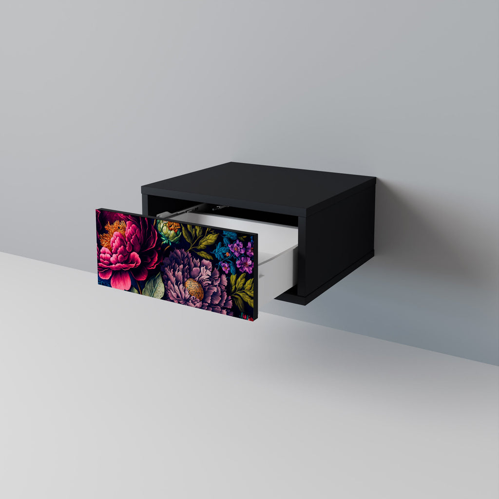 Table de chevet BLOOMING ELEGANCE en finition noire