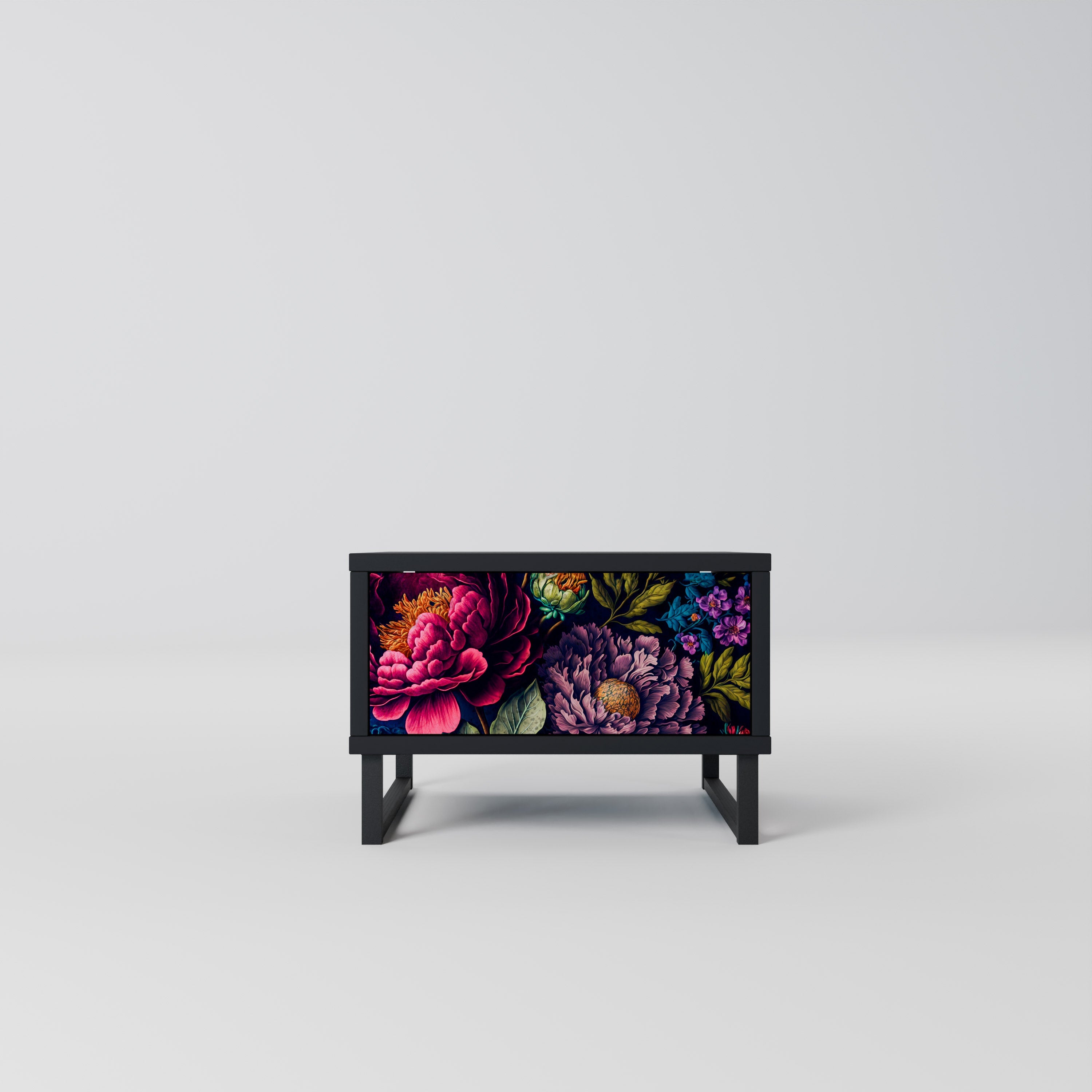Table de chevet BLOOMING ELEGANCE en finition noire