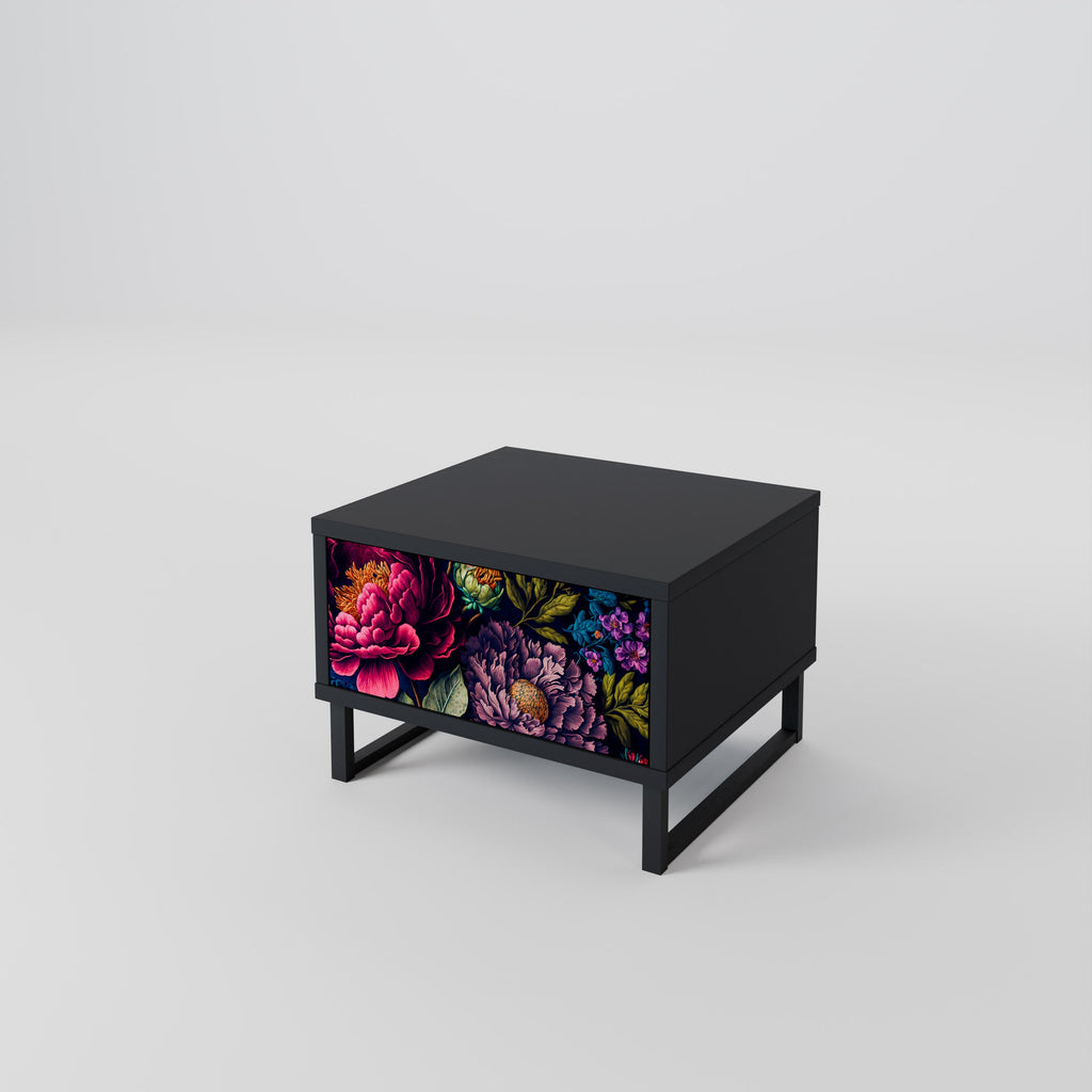 Table de chevet BLOOMING ELEGANCE en finition noire
