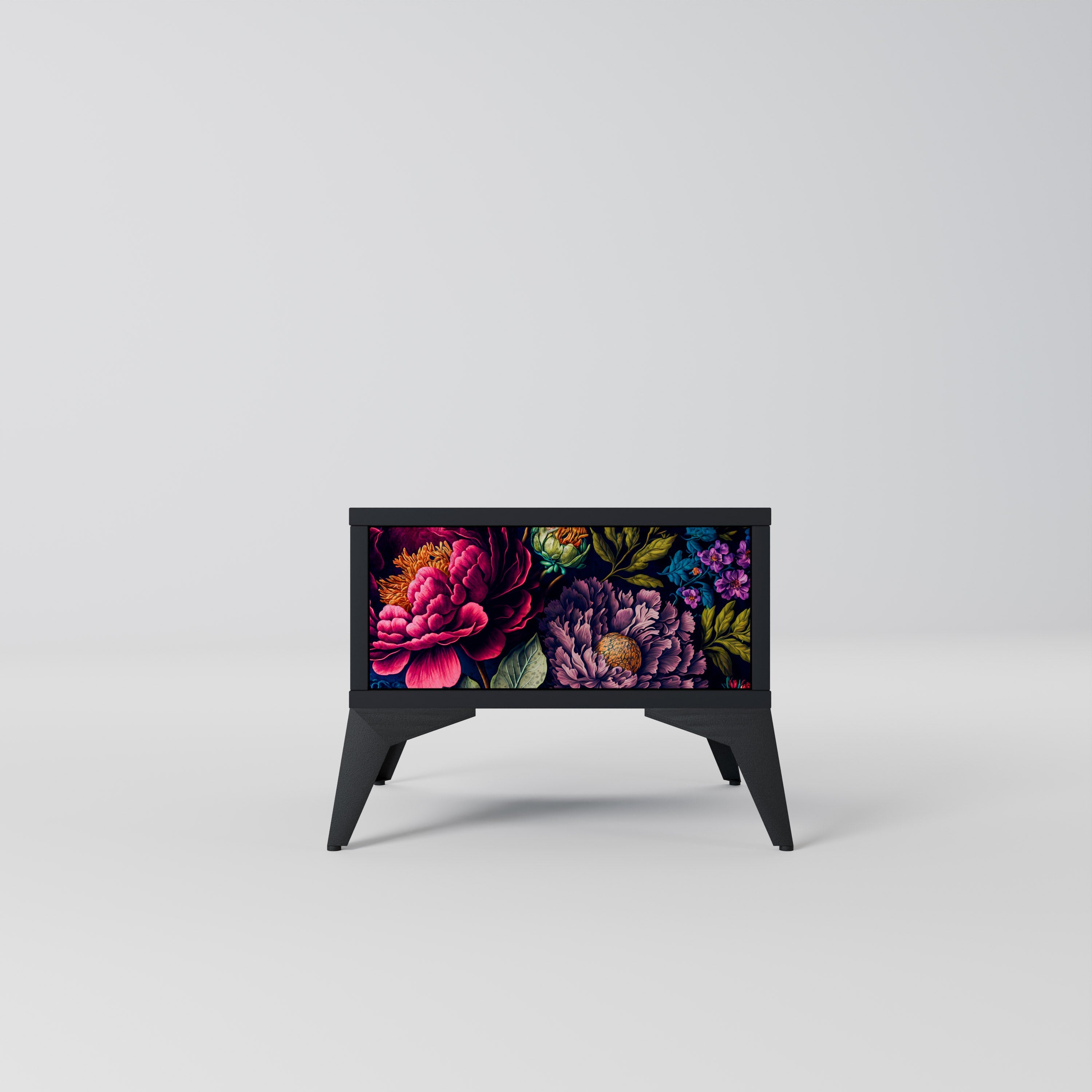 Table de chevet BLOOMING ELEGANCE en finition noire