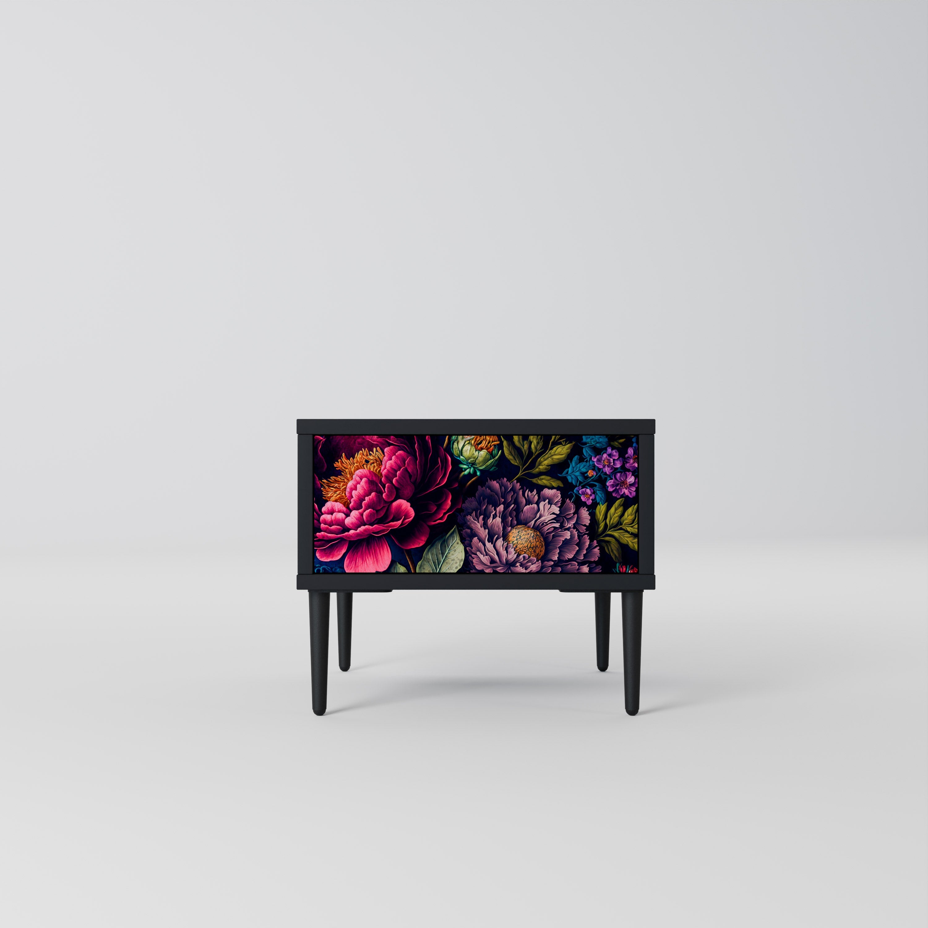 Table de chevet BLOOMING ELEGANCE en finition noire