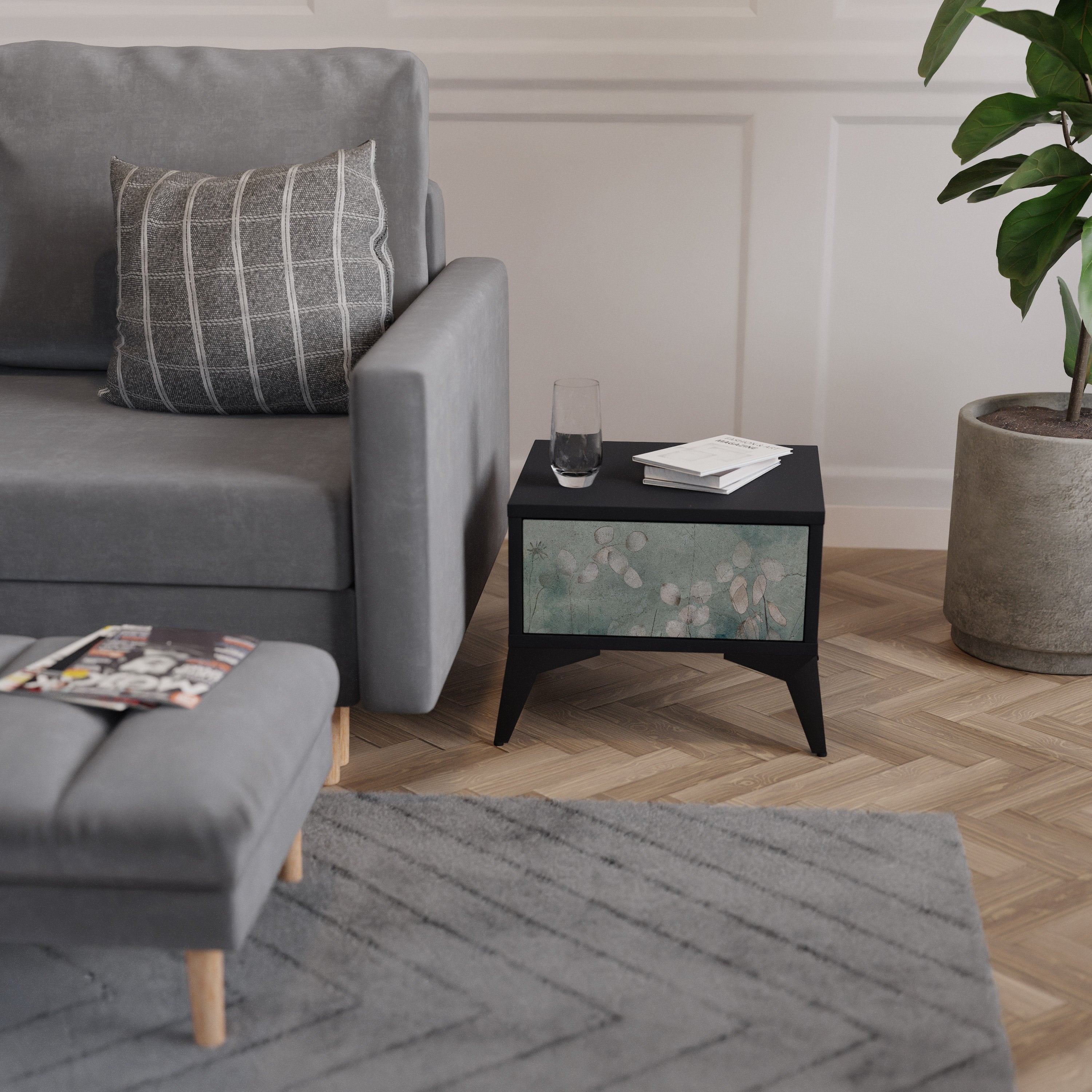 Table de chevet NIGHT LADY en finition noire