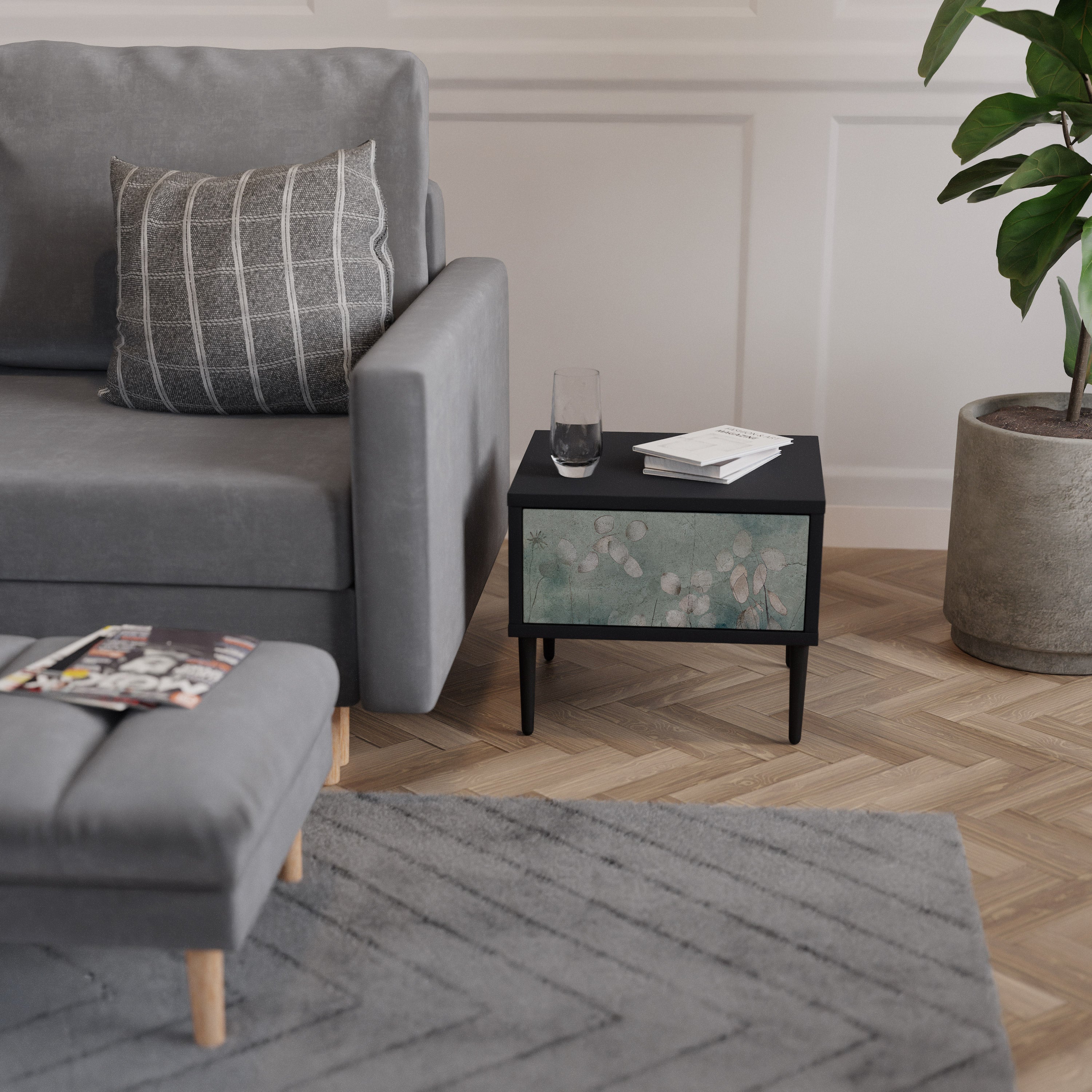 Table de chevet NIGHT LADY en finition noire