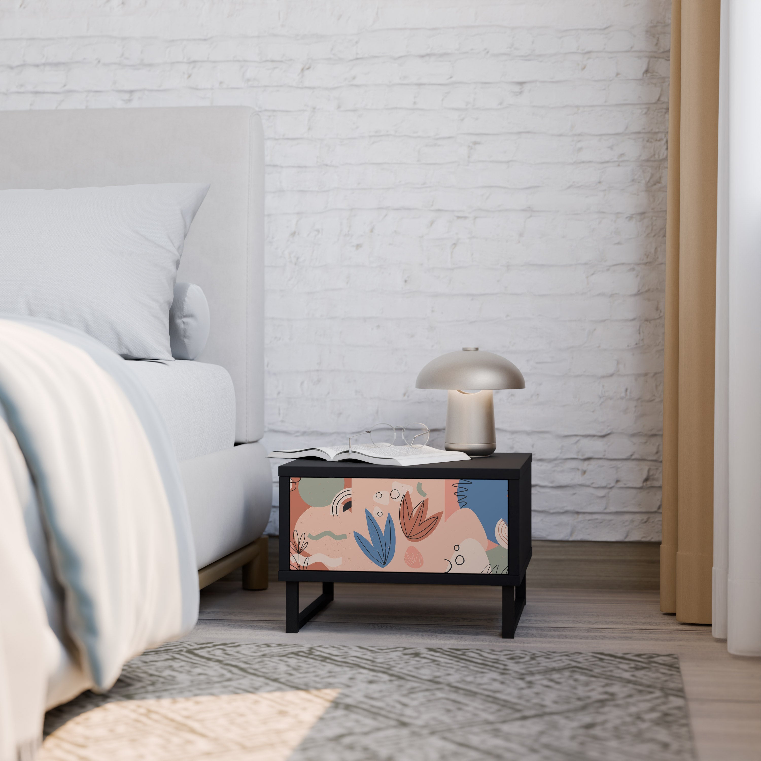 Table de chevet PASTEL DESTINY en finition noire