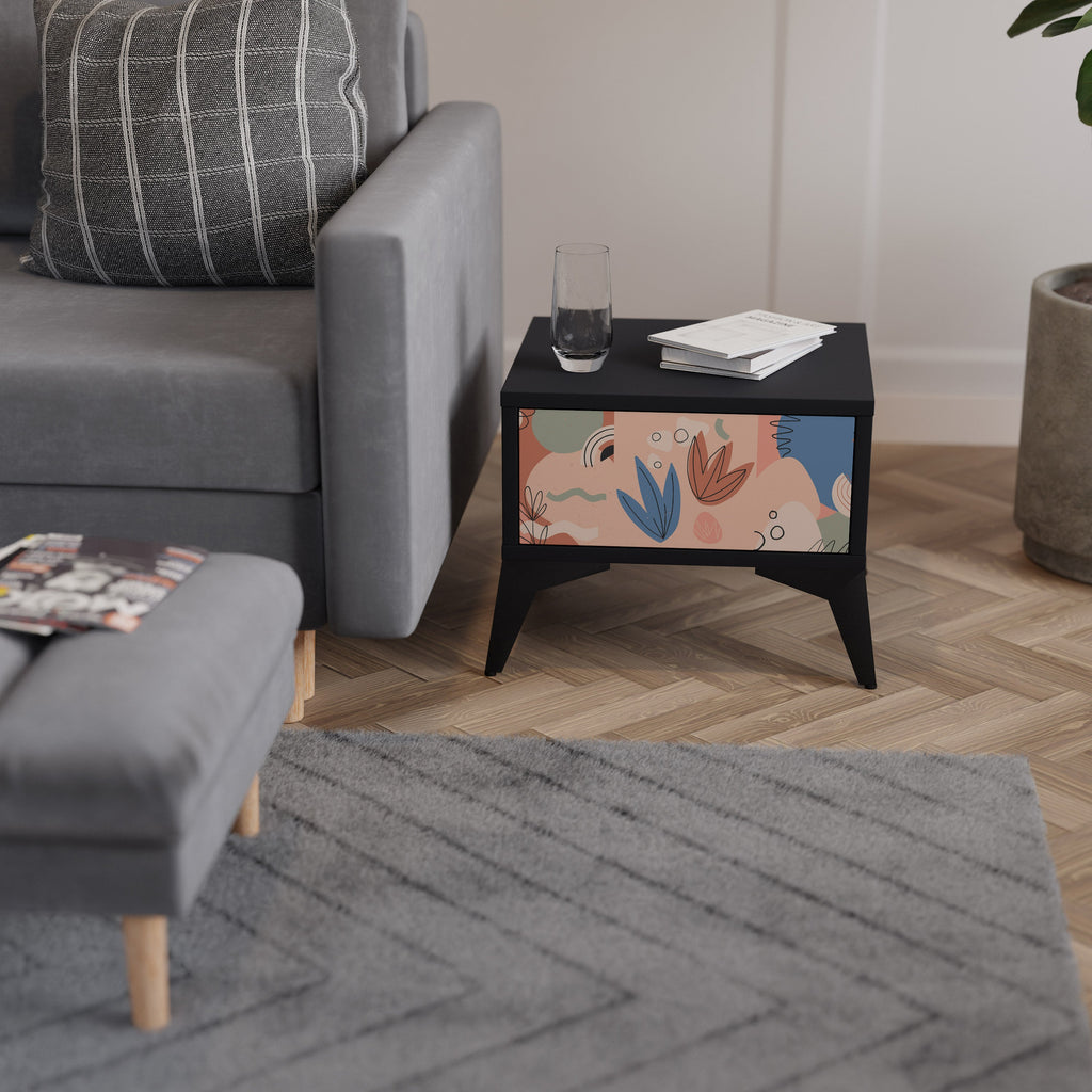 Table de chevet PASTEL DESTINY en finition noire