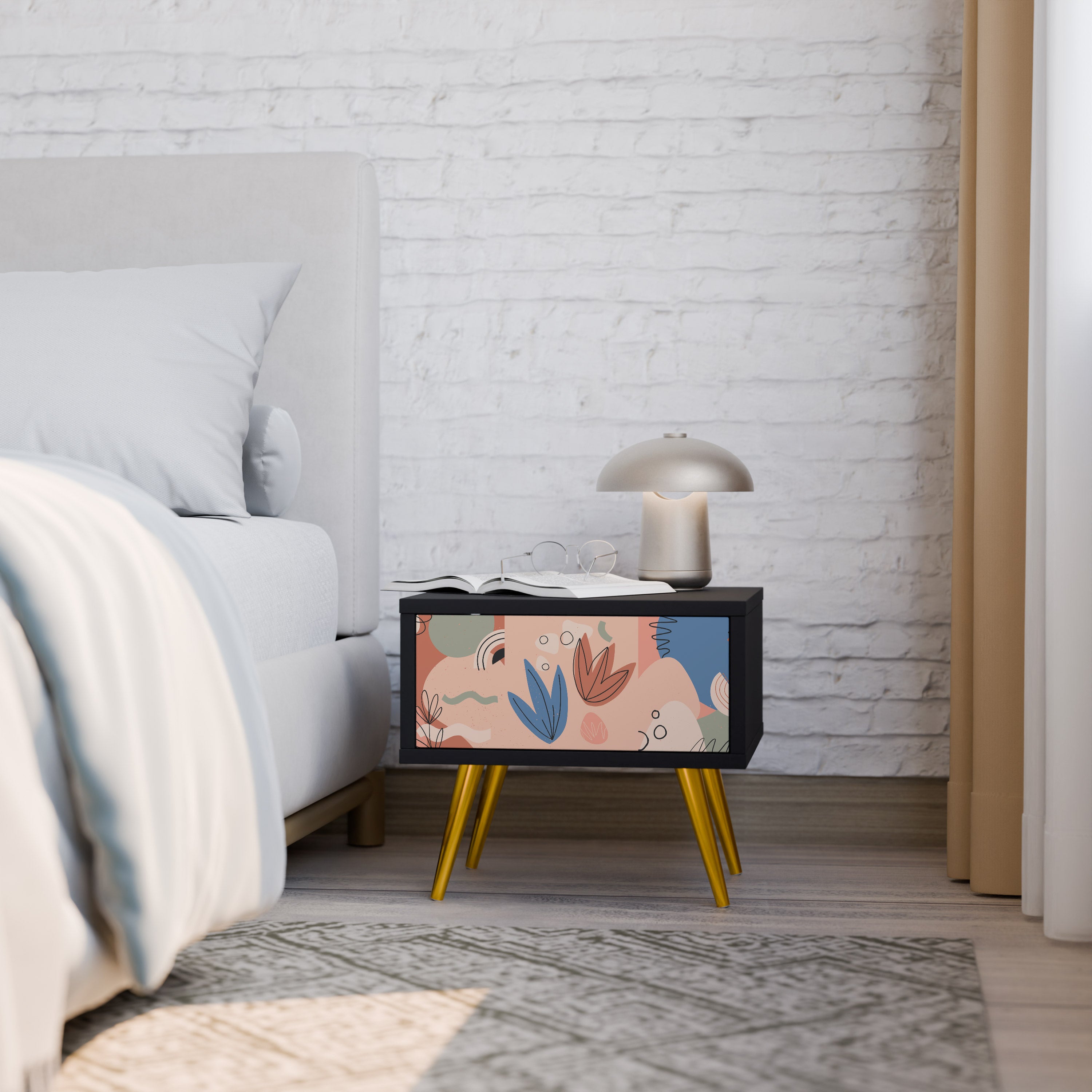 Table de chevet PASTEL DESTINY en finition noire