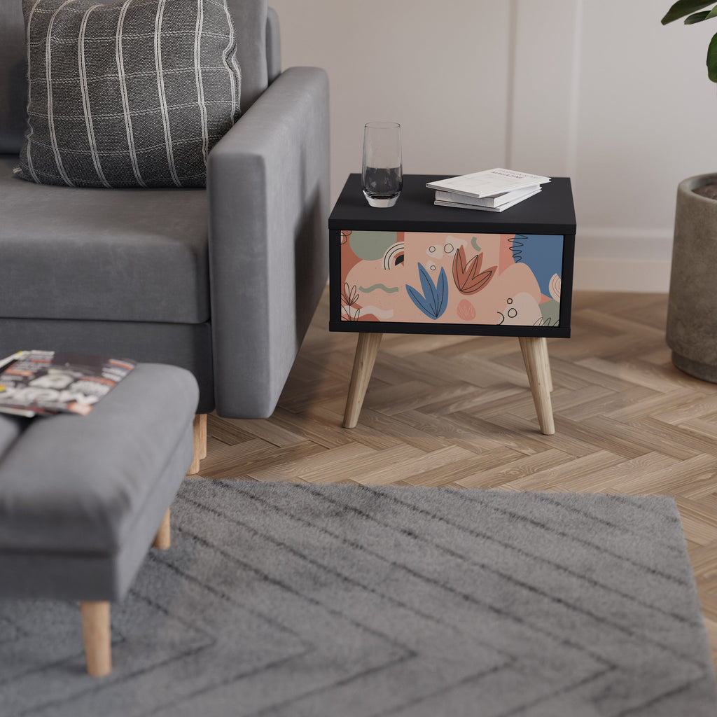 Table de chevet PASTEL DESTINY en finition noire