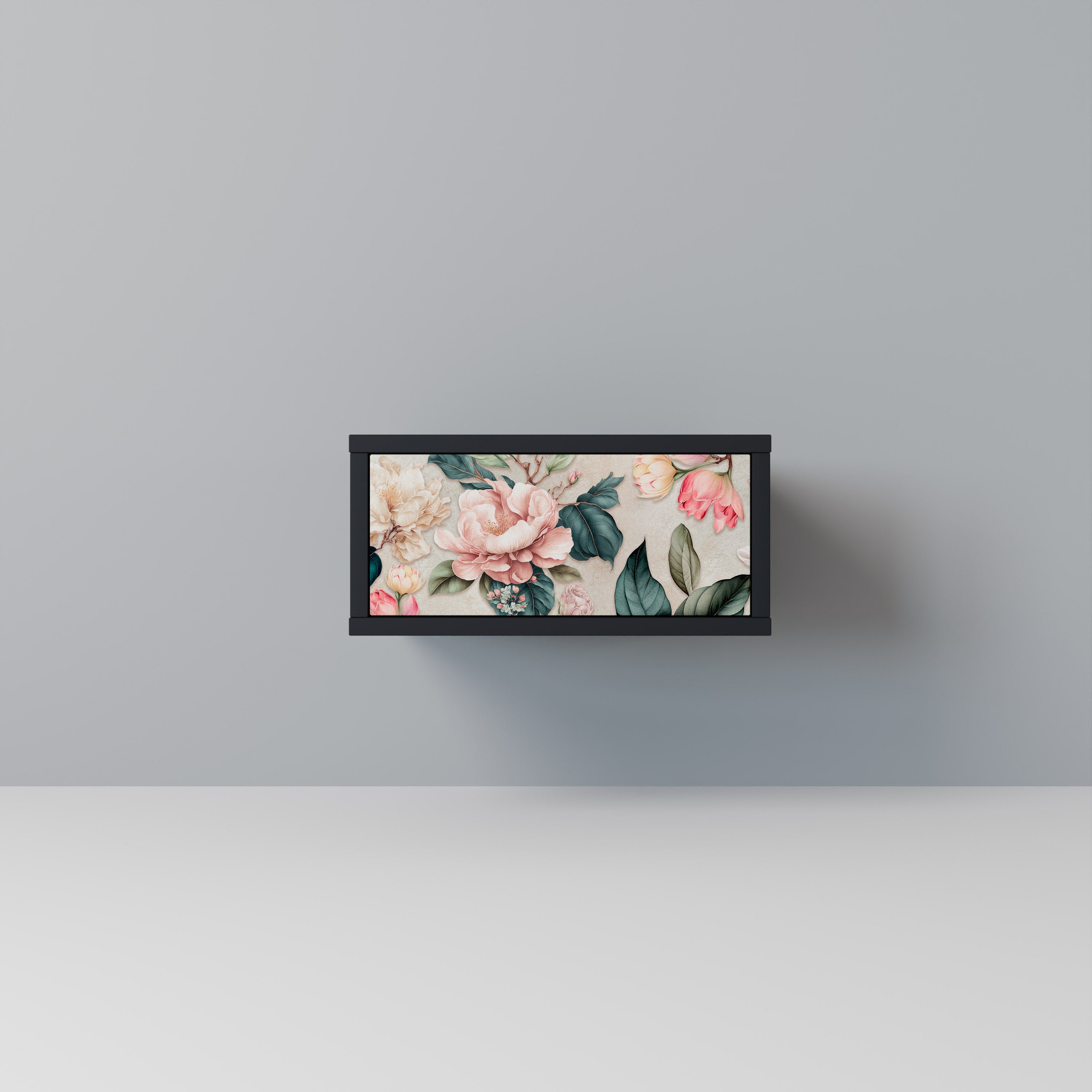 Table de chevet FLORAL GRACE en finition noire