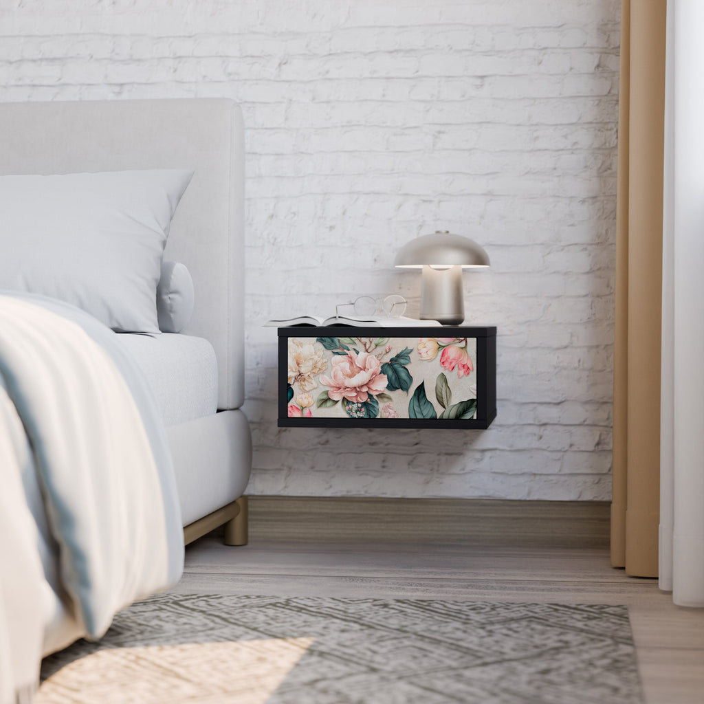 Table de chevet FLORAL GRACE en finition noire